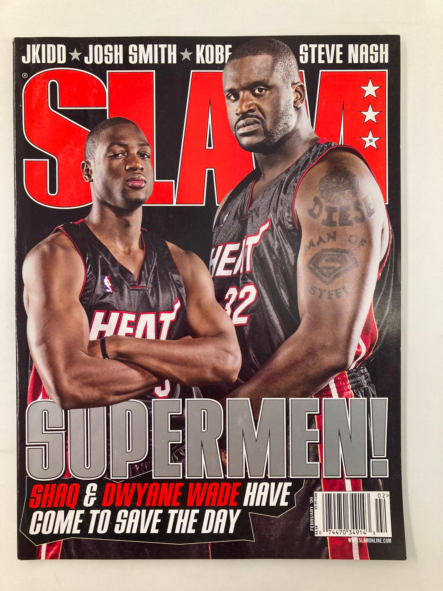 Slam Magazine February 2006 Dwyane Wade, Shaquille O'Neal w Poster No Label