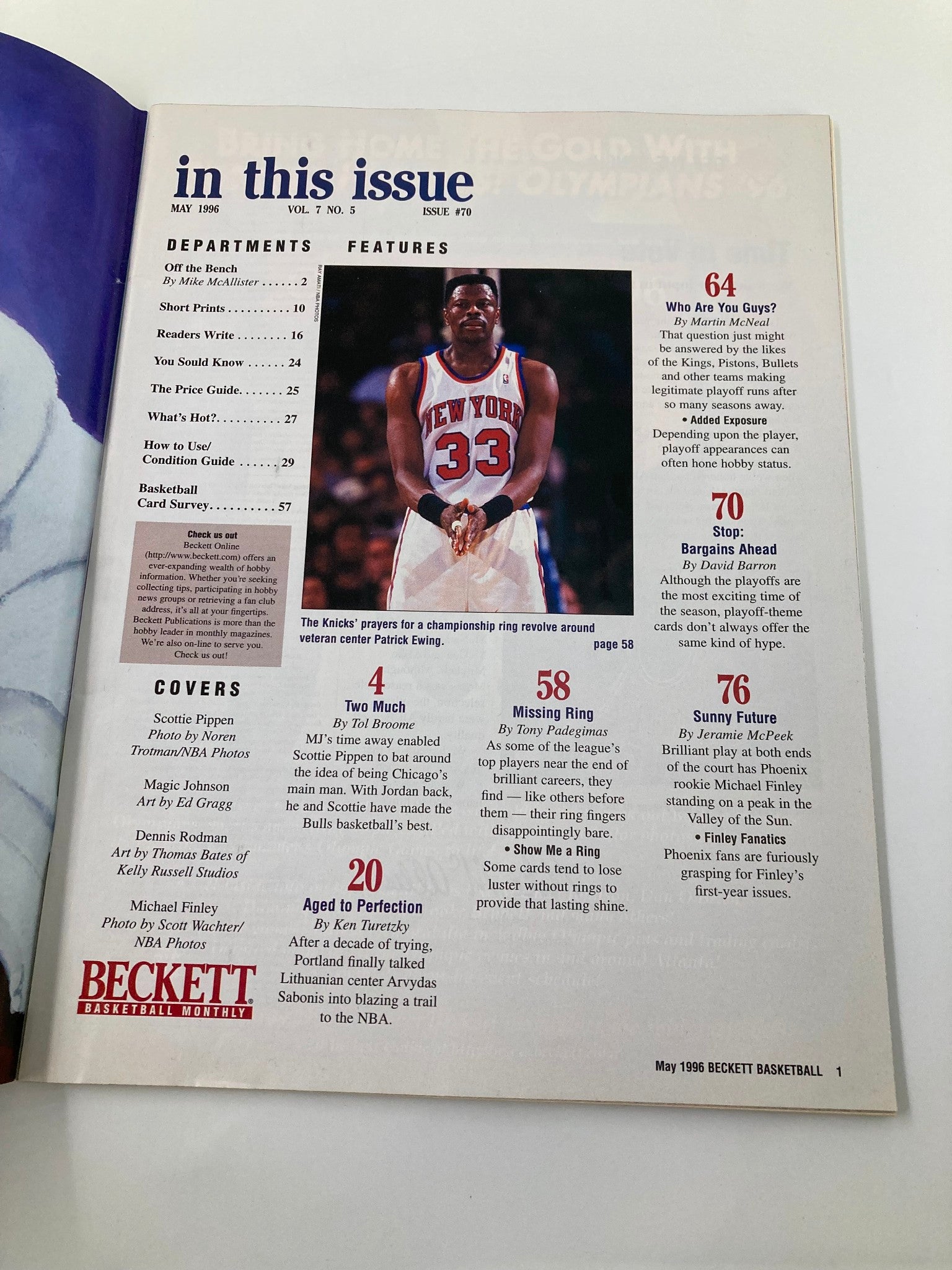 Beckett Basketball Monthly Magazine May 1996 Bulls Scottie Pippen No Label