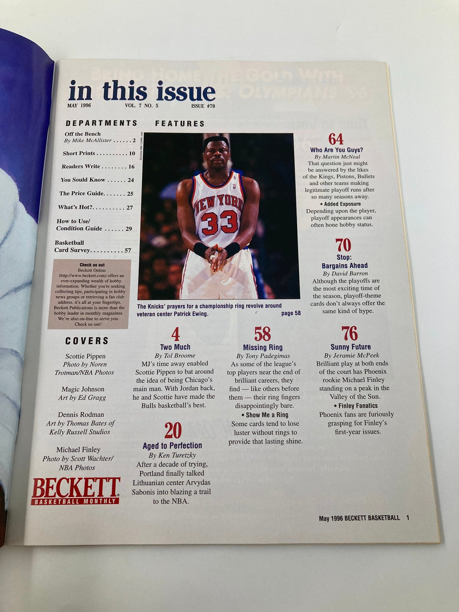 Beckett Monthly Magazine May 1996 #70 Bulls Scottie Pippen No Label VG