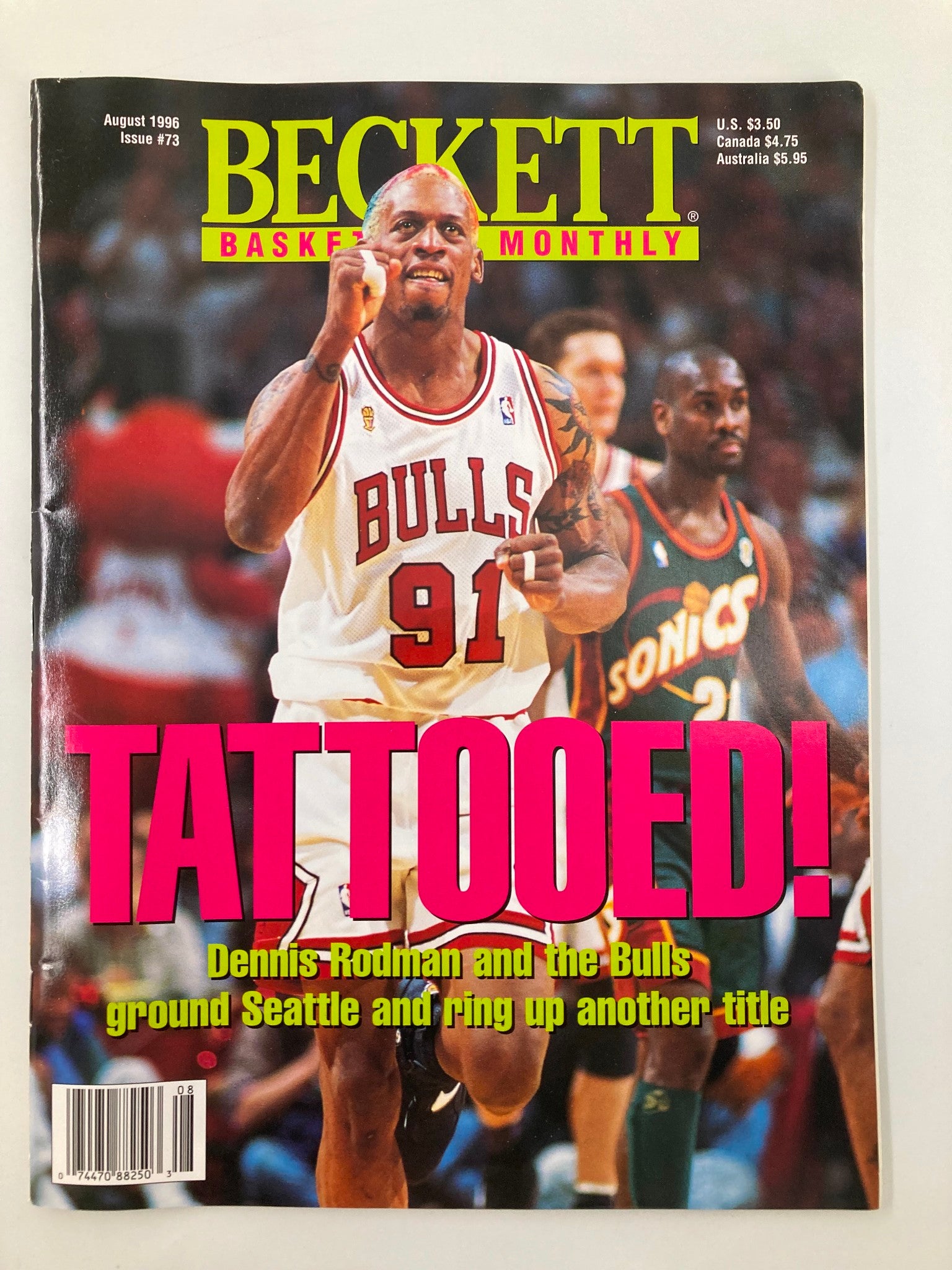 Beckett Basketball Monthly Magazine August 1996 #73 Dennis Rodman No Label VG