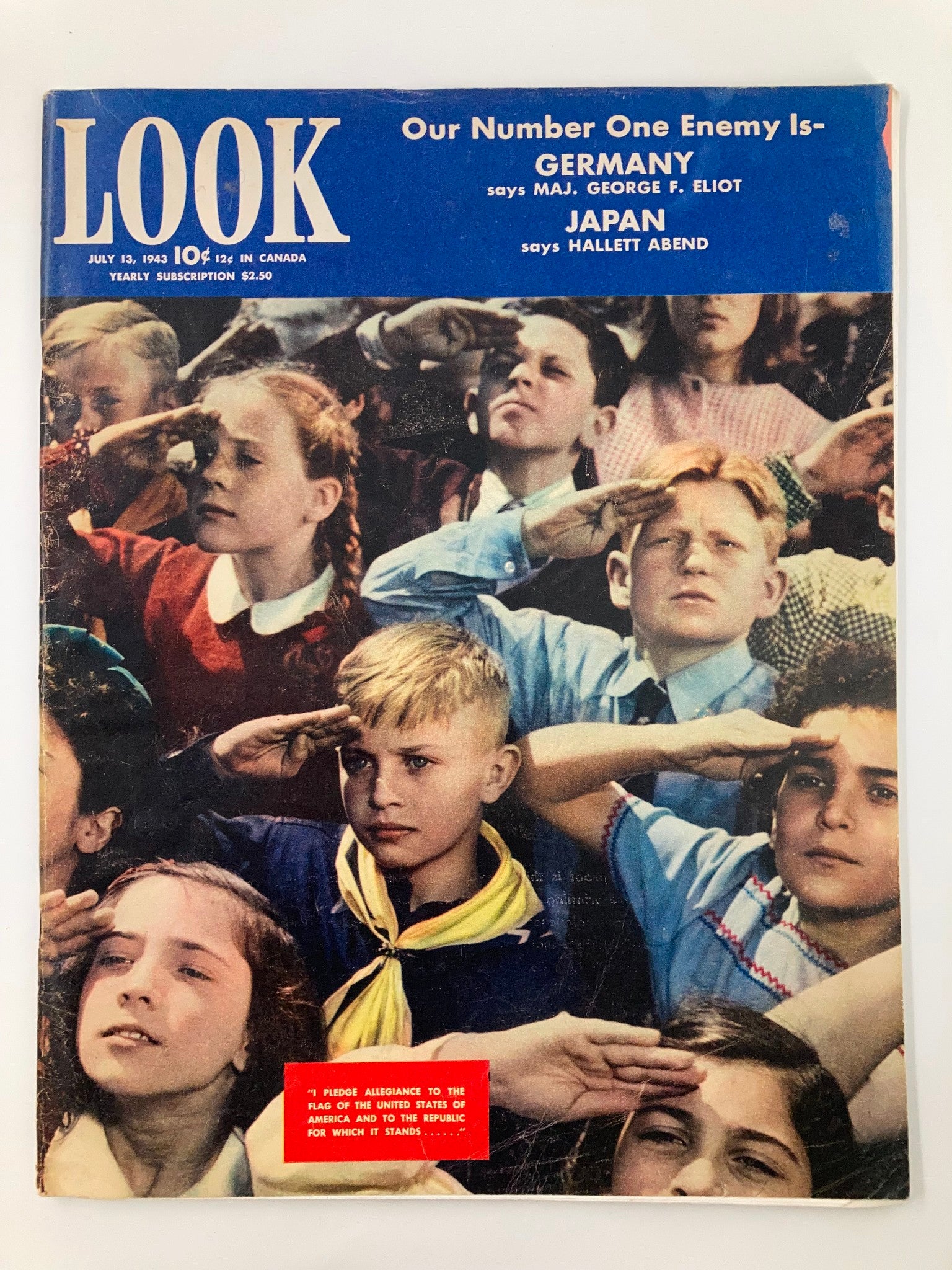 VTG Look Magazine July 13 1943 Children Saluting The American Flag No Label