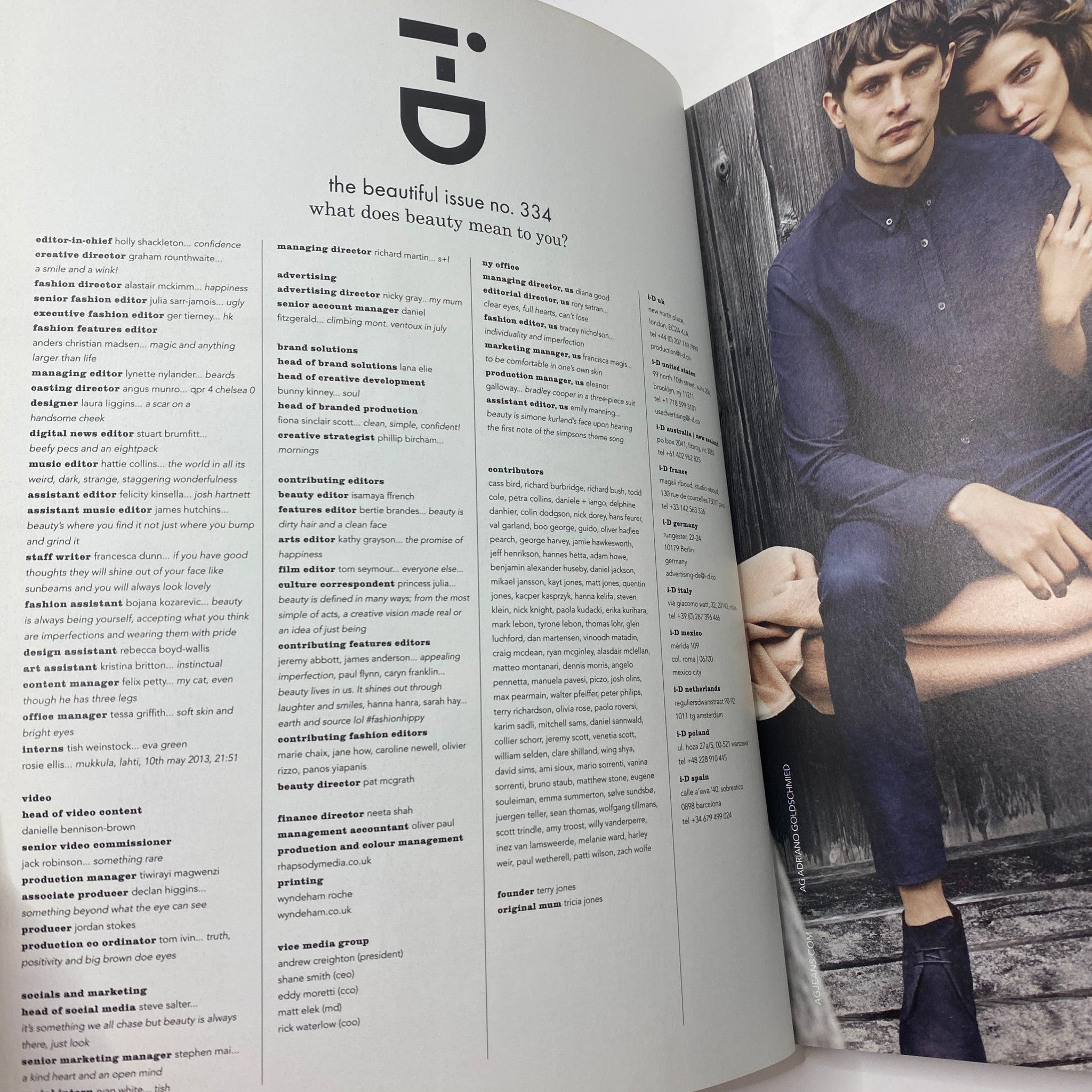 i-D Magazine Winter 2014 No. 334 Mica Arganaraz by Willy Vanderperre No Label