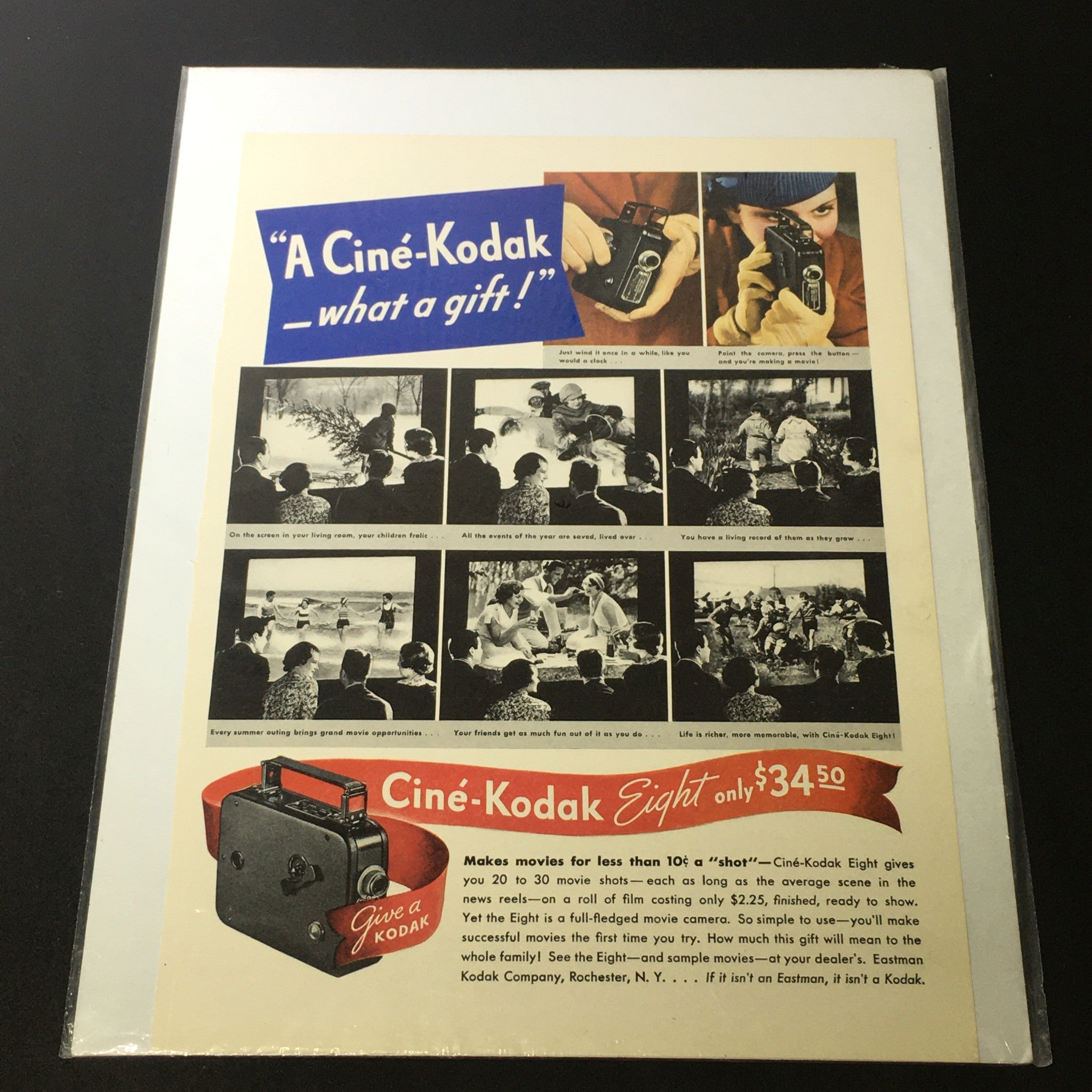 VTG 1929 Cine-Kodak Eight Model BB for 50-ft reels Print Ad