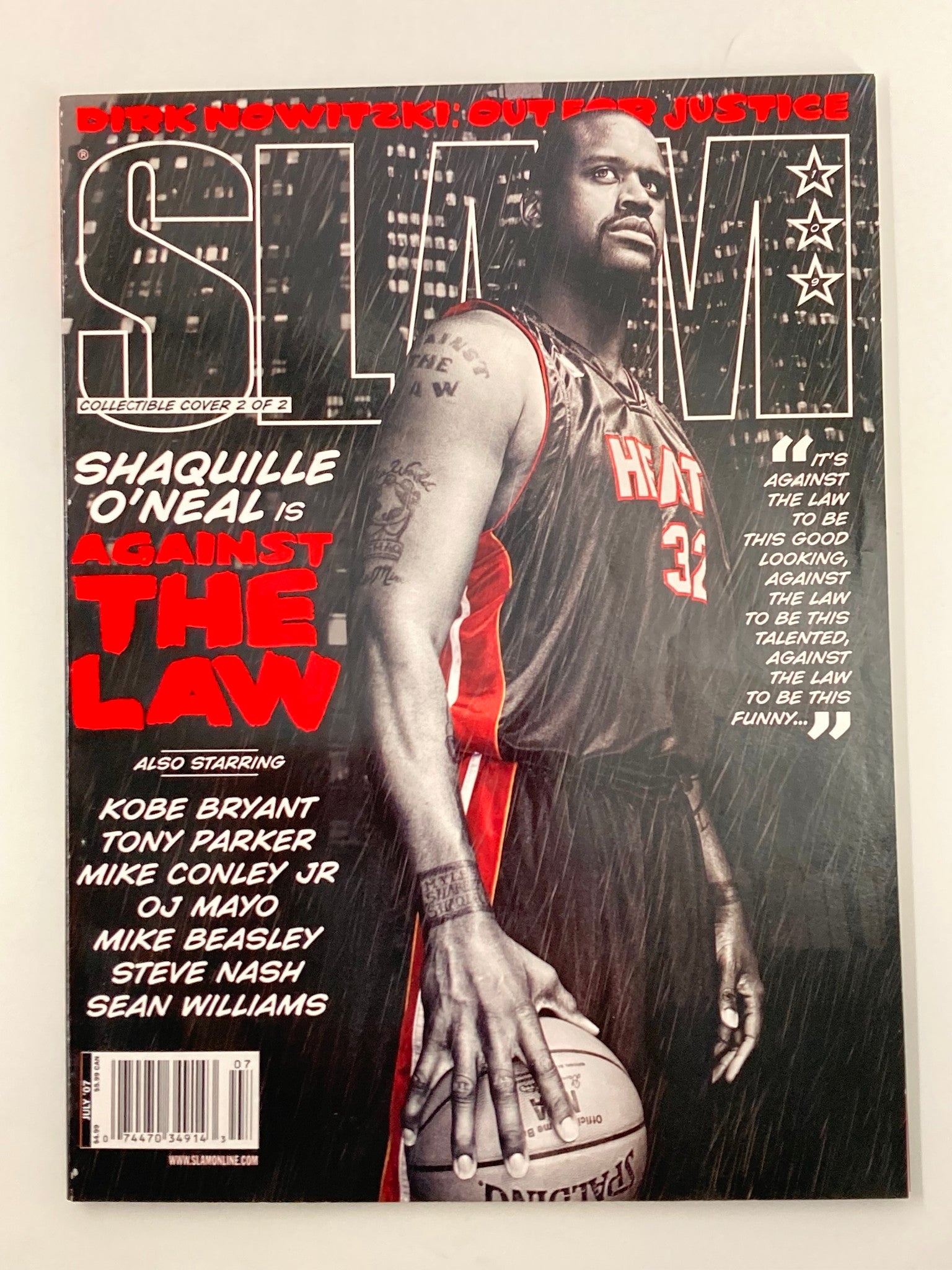 Slam Magazine July 2007 NBA Miami Heat Shaquille O'Neal w Poster No Label