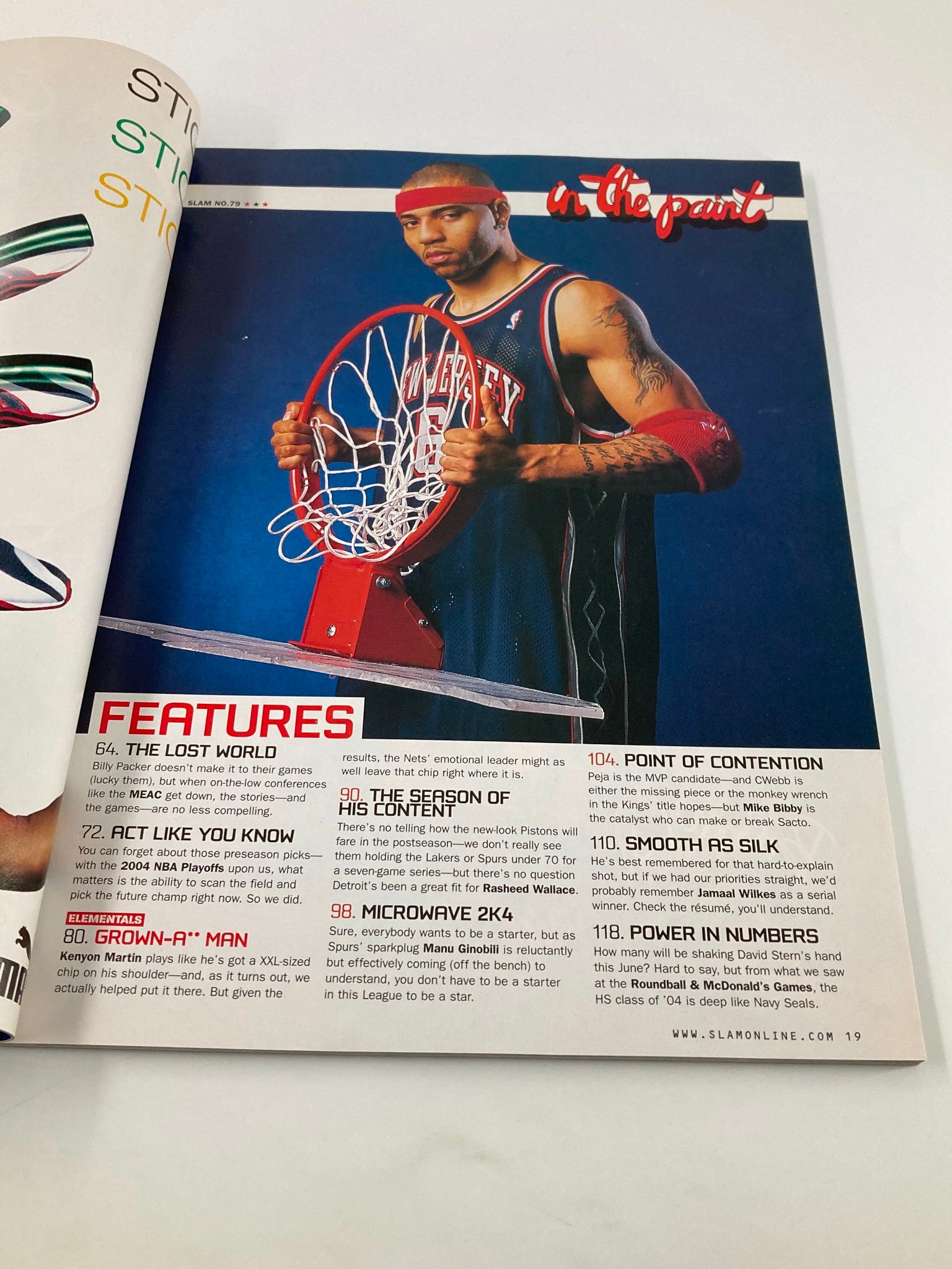 Slam Magazine June 2004 NBA New Jersey Nets Kenyon Martin w Poster No Label