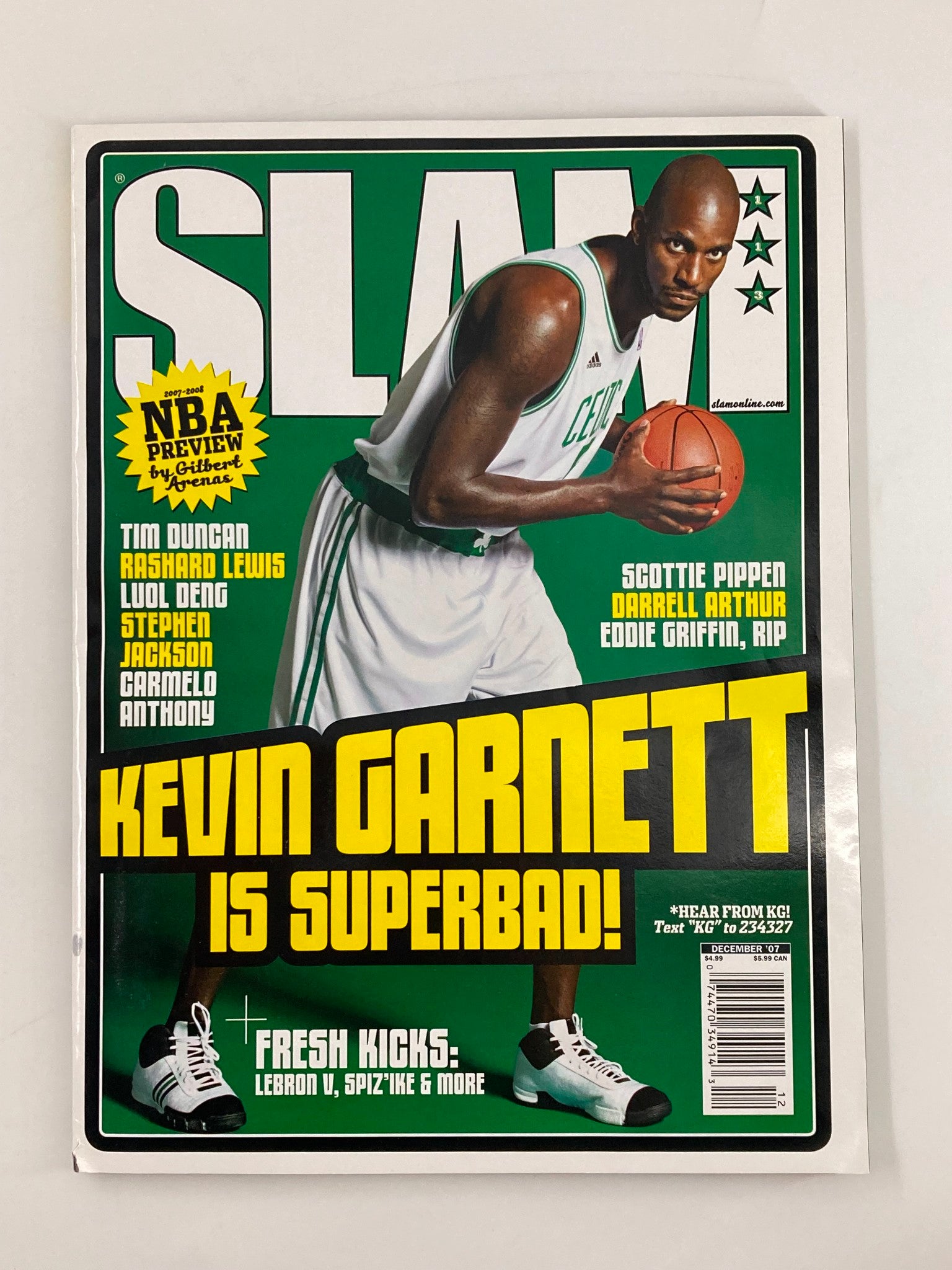 Slam Magazine December 2007 NBA Boston Celtics Kevin Garnett w Poster No Label