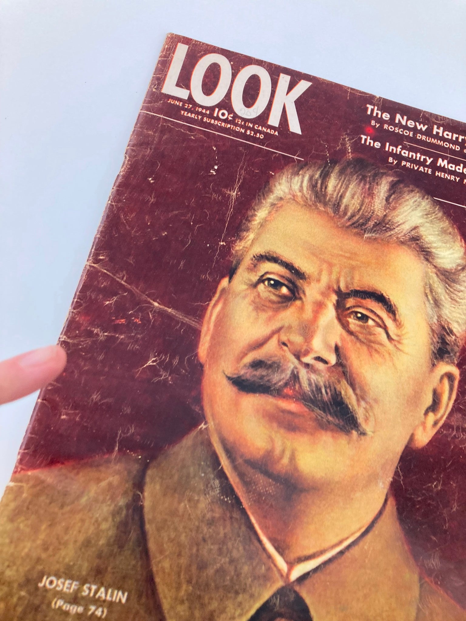 VTG Look Magazine June 27 1944 Portrait of Josef Stalin No Label