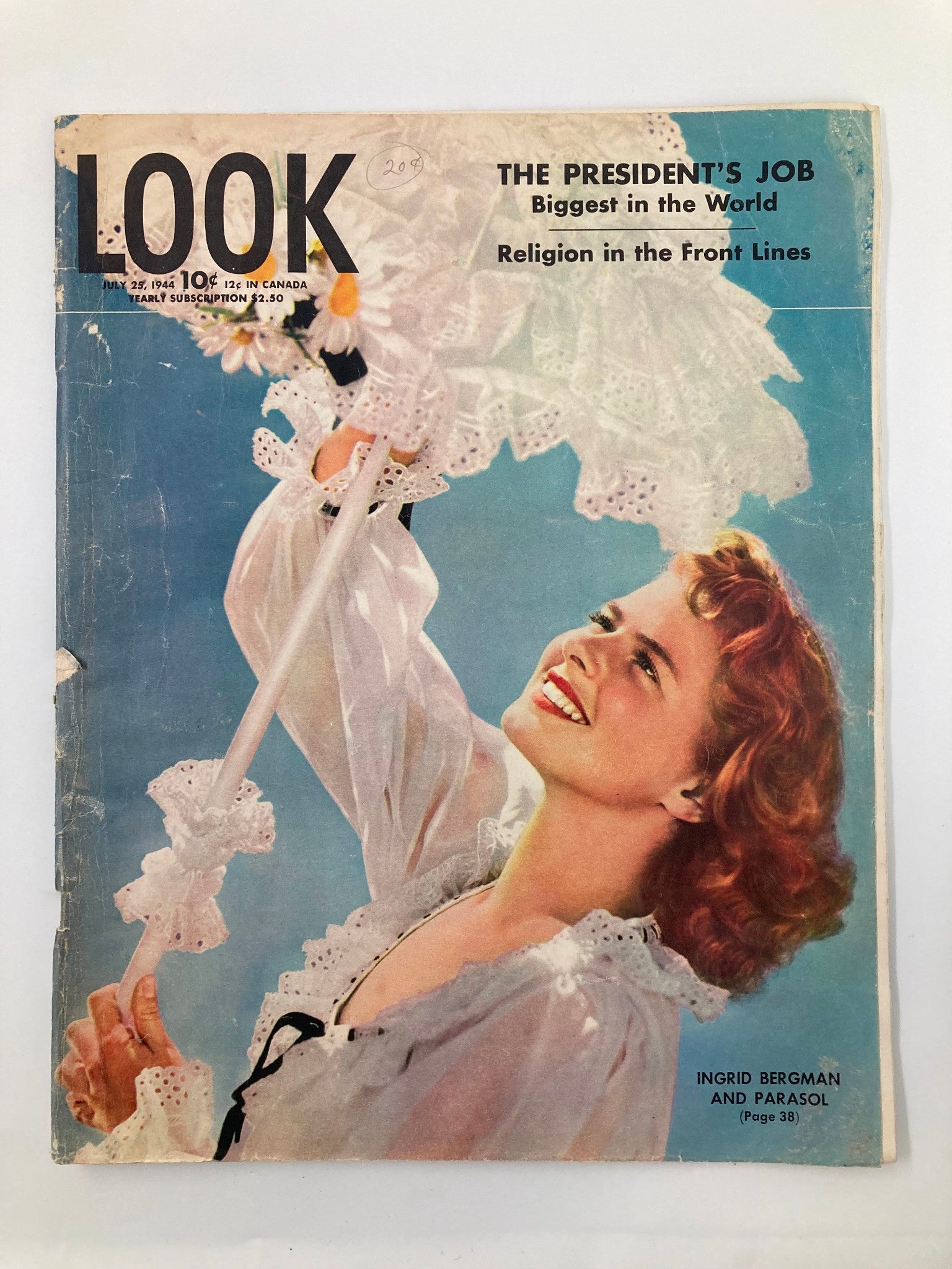 VTG Look Magazine July 25 1944 Ingrid Bergman and Parasol No Label