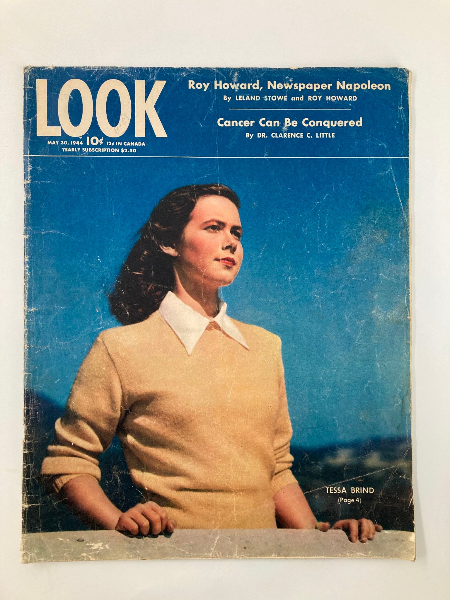 VTG Look Magazine May 30 1944 Tessa Brind, Cancer Can Be Conquered No Label