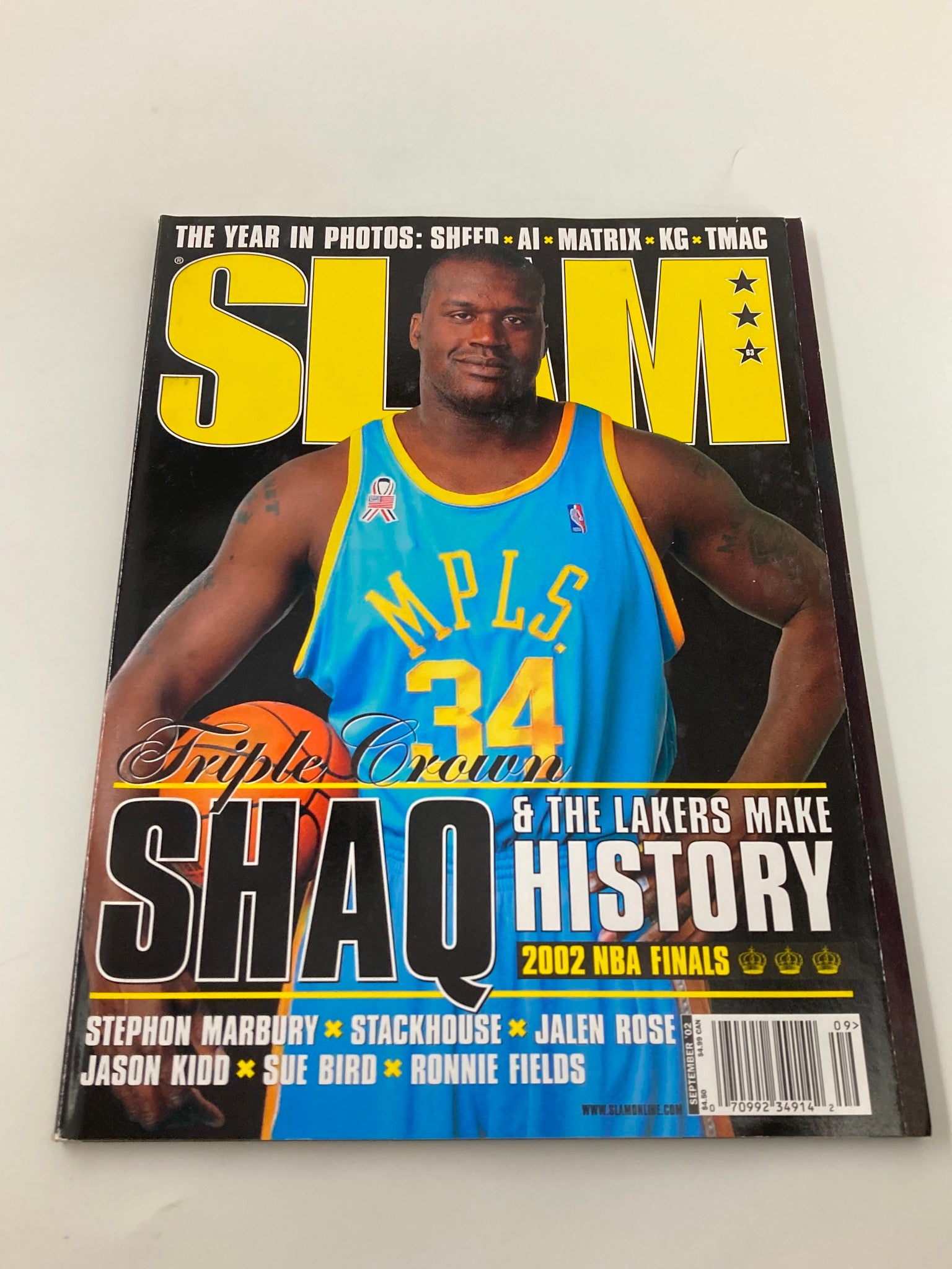 Slam Magazine September 2002 NBA Lakers Shaquille O'Neal w Poster No Label