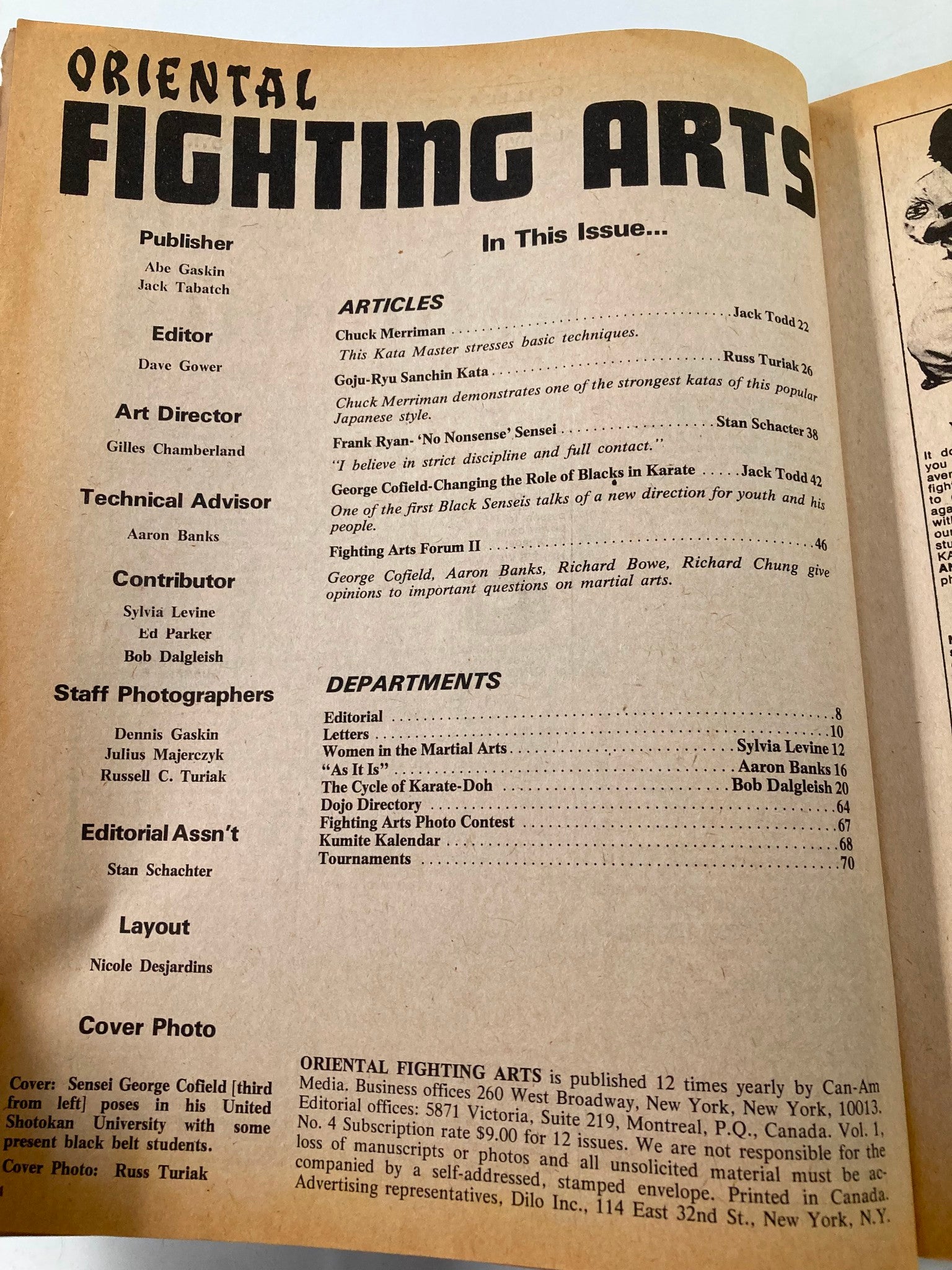 VTG Oriental Fighting Arts Magazine December 1974 Chuck Merriman Kata No Label