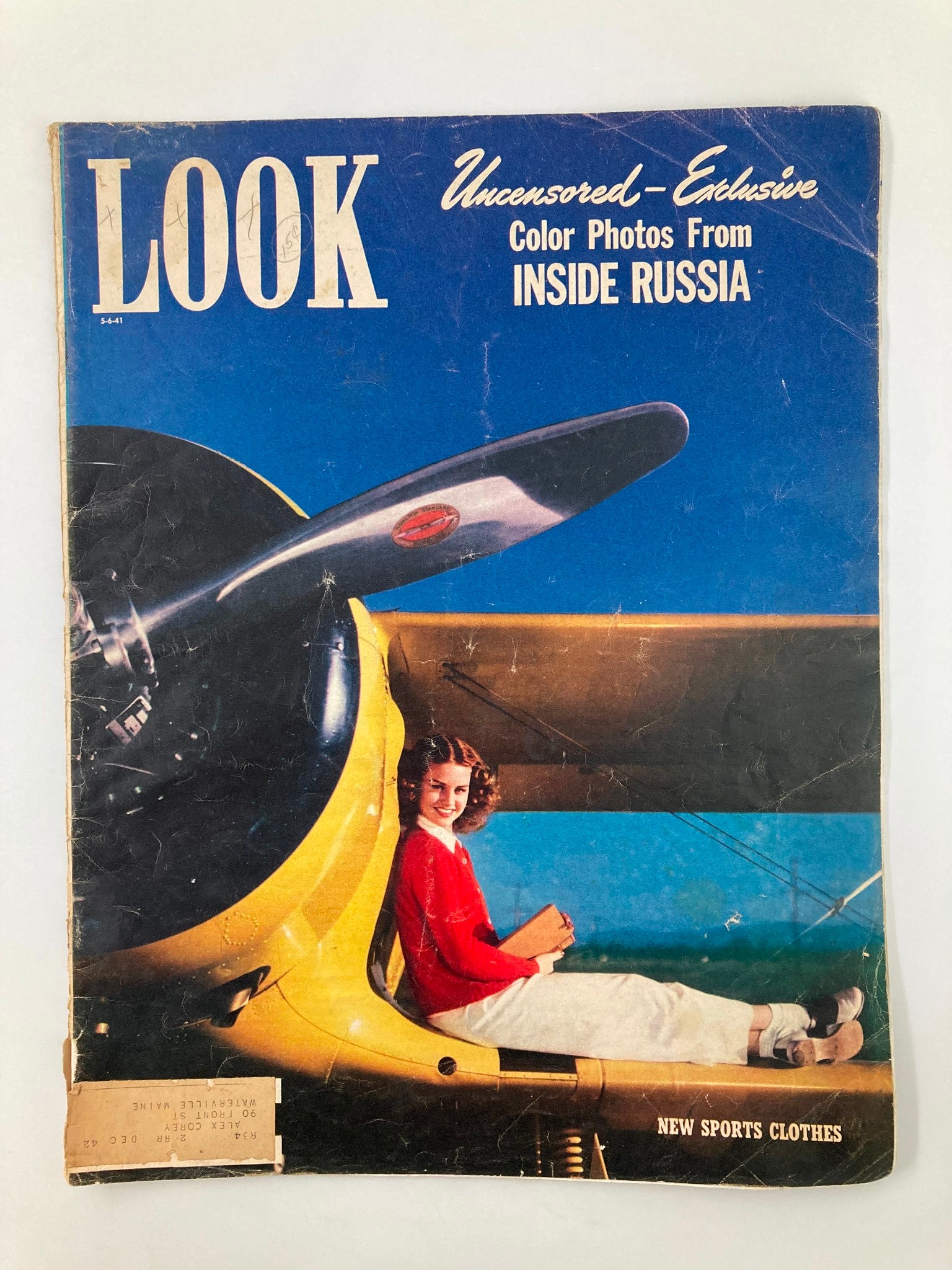 VTG Look Magazine May 6 1941 Anita Sympson and a Beechcraft Biplane