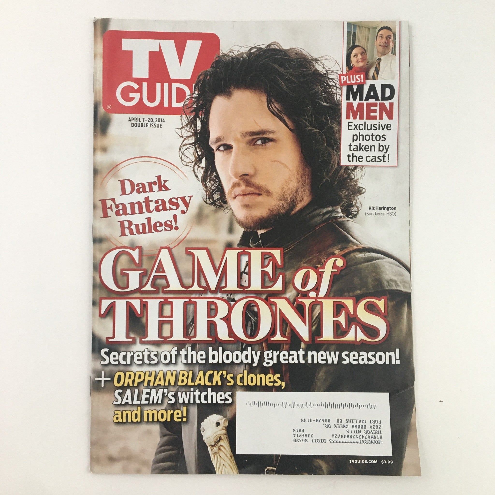 TV Guide Magazine April 7 2014 Kit Harington Games of Thrones & Mad Men Feature