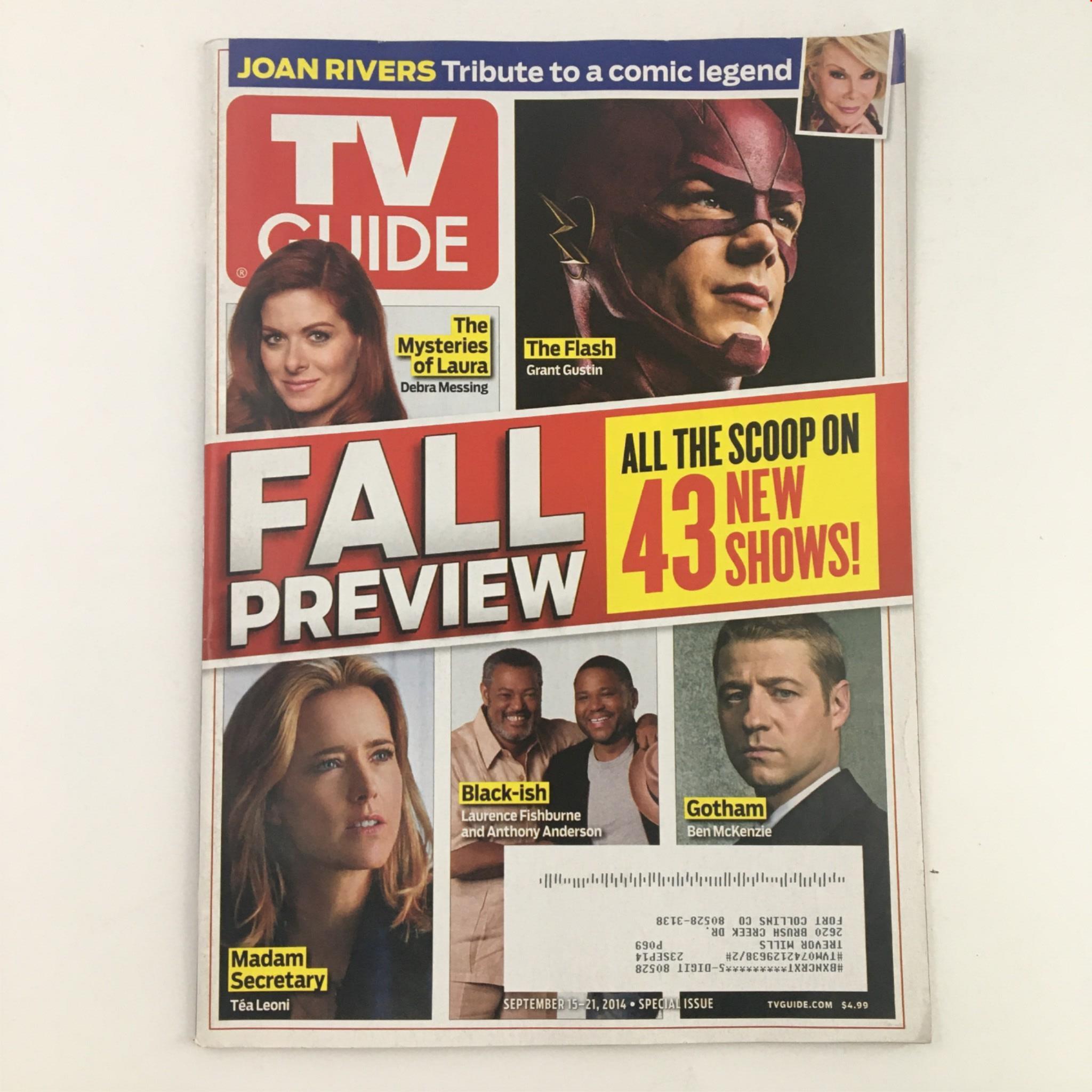 TV Guide Magazine September 15 2014 Tea Leoni, Debra Messing & Grant Gustin