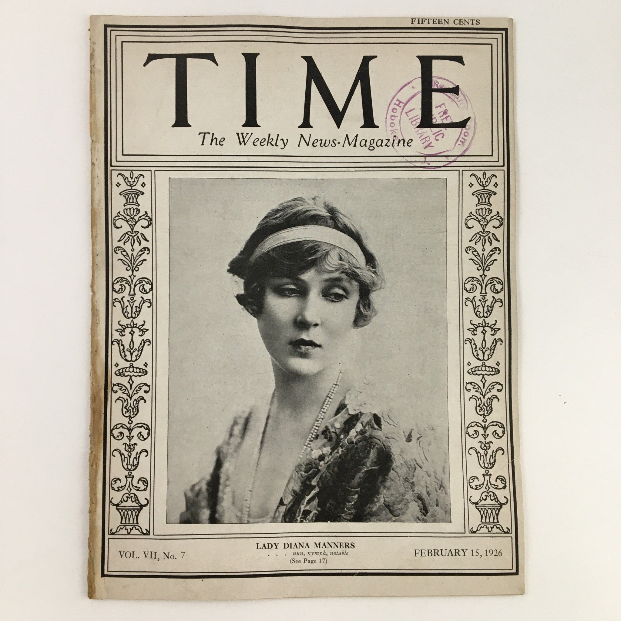 VTG Time Magazine February 15 1926 Vol. VII No. 7 Lady Diana Manners