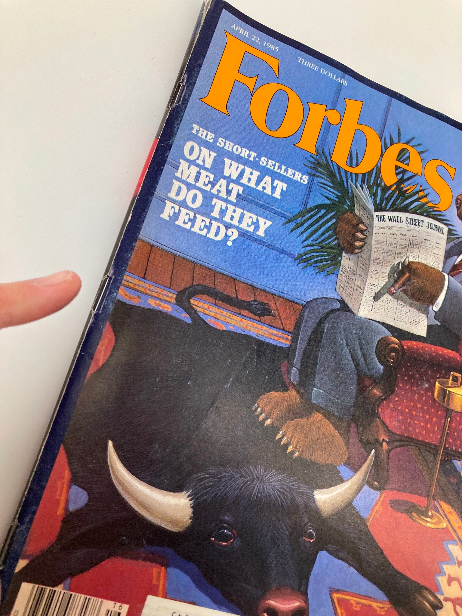 VTG Forbes Magazine April 22 1985 The Short-Sellers On What Meat Do They Feed?