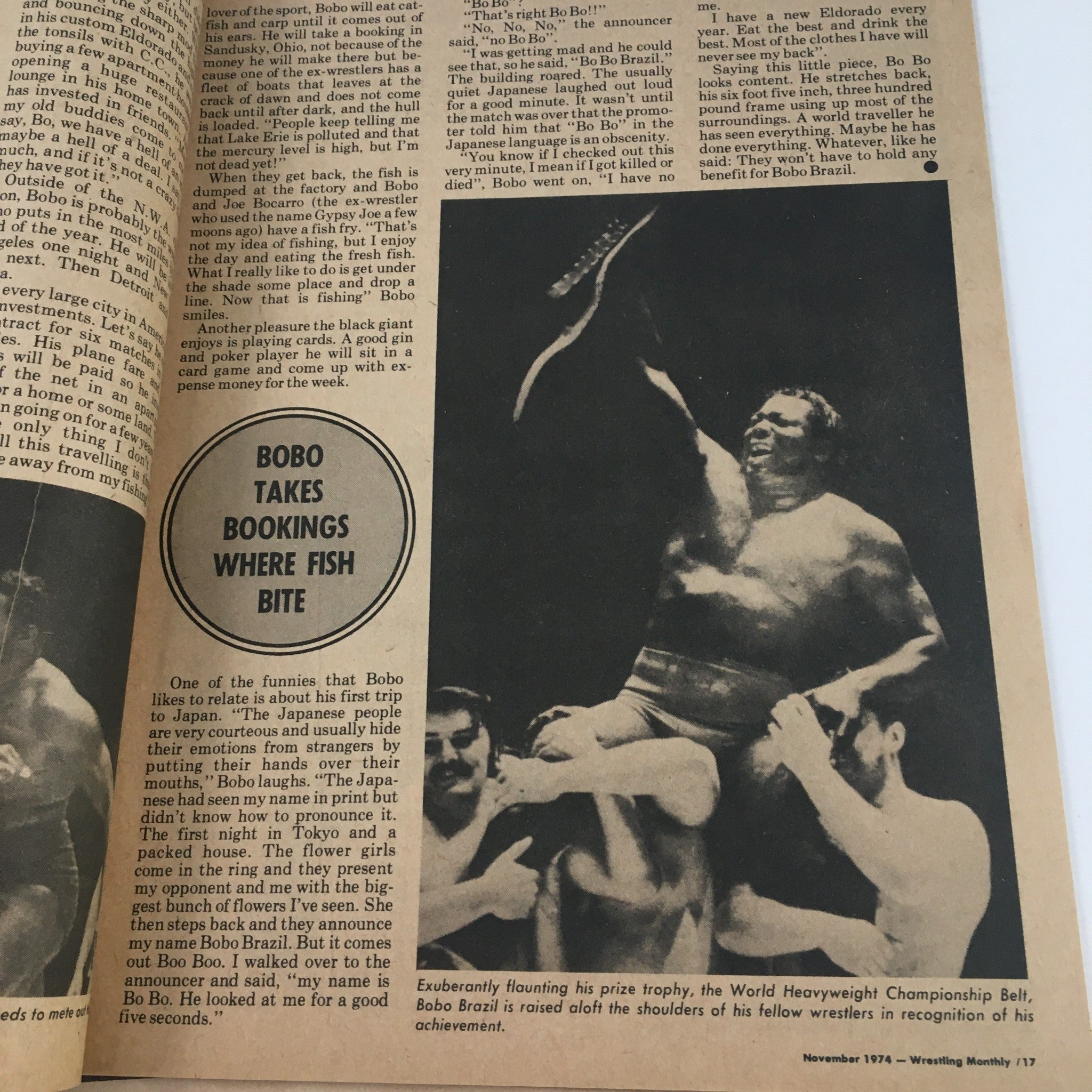 Wrestling Monthly Magazine November 1974 The Sheik & Mil Máscaras, No Label