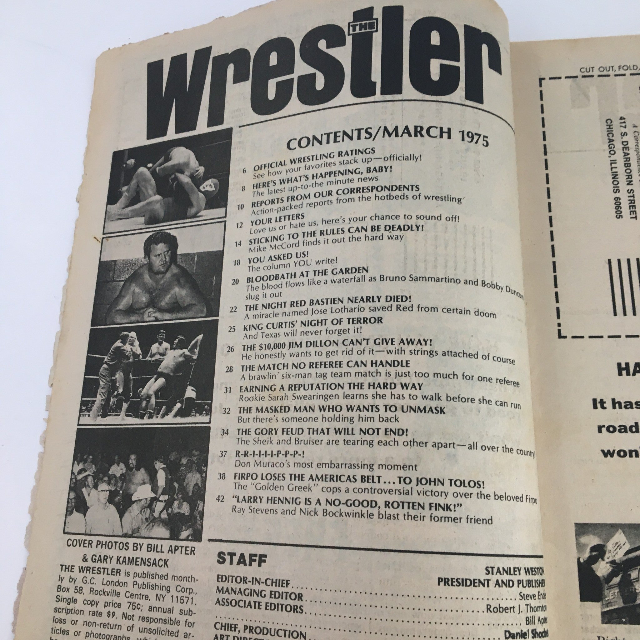 The Wrestler Magazine March 1975 Pampero Firpo Loses to John Tolos No Label