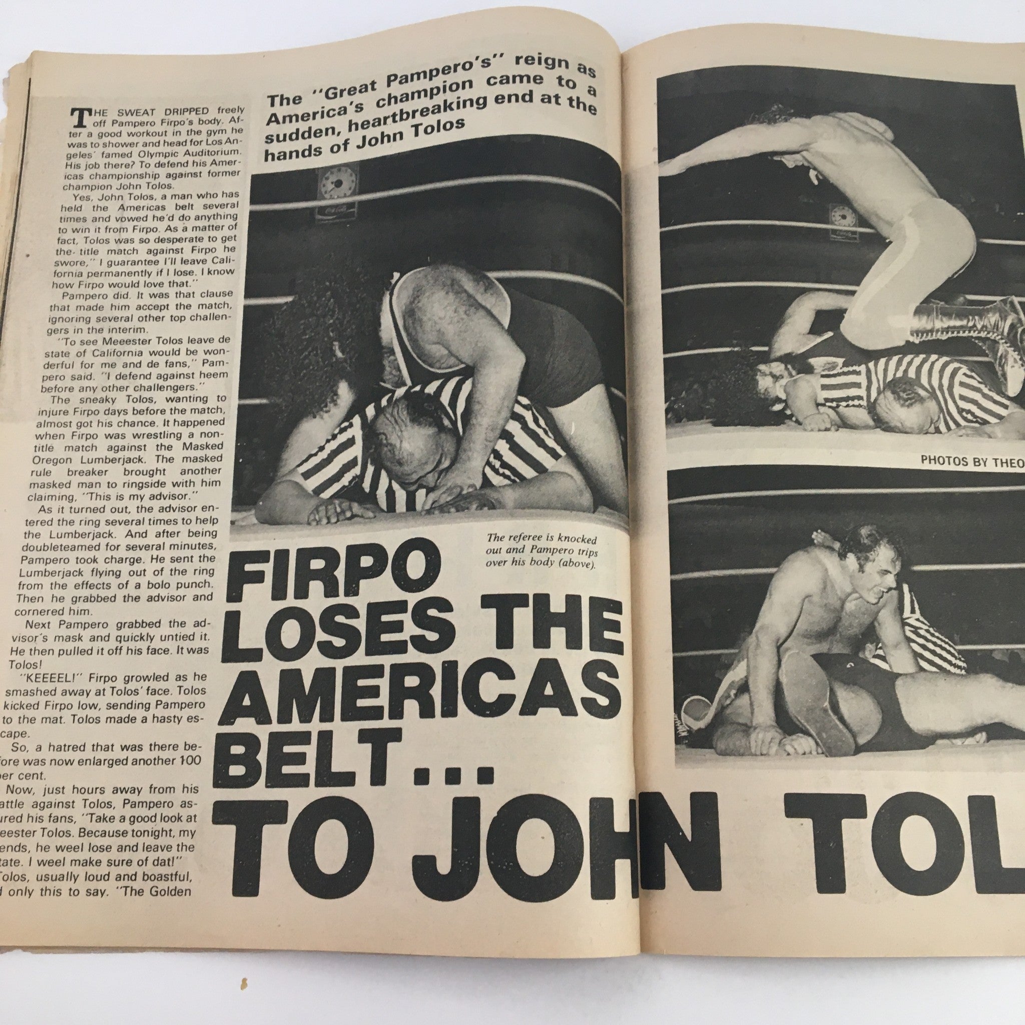 The Wrestler Magazine March 1975 Pampero Firpo Loses to John Tolos No Label