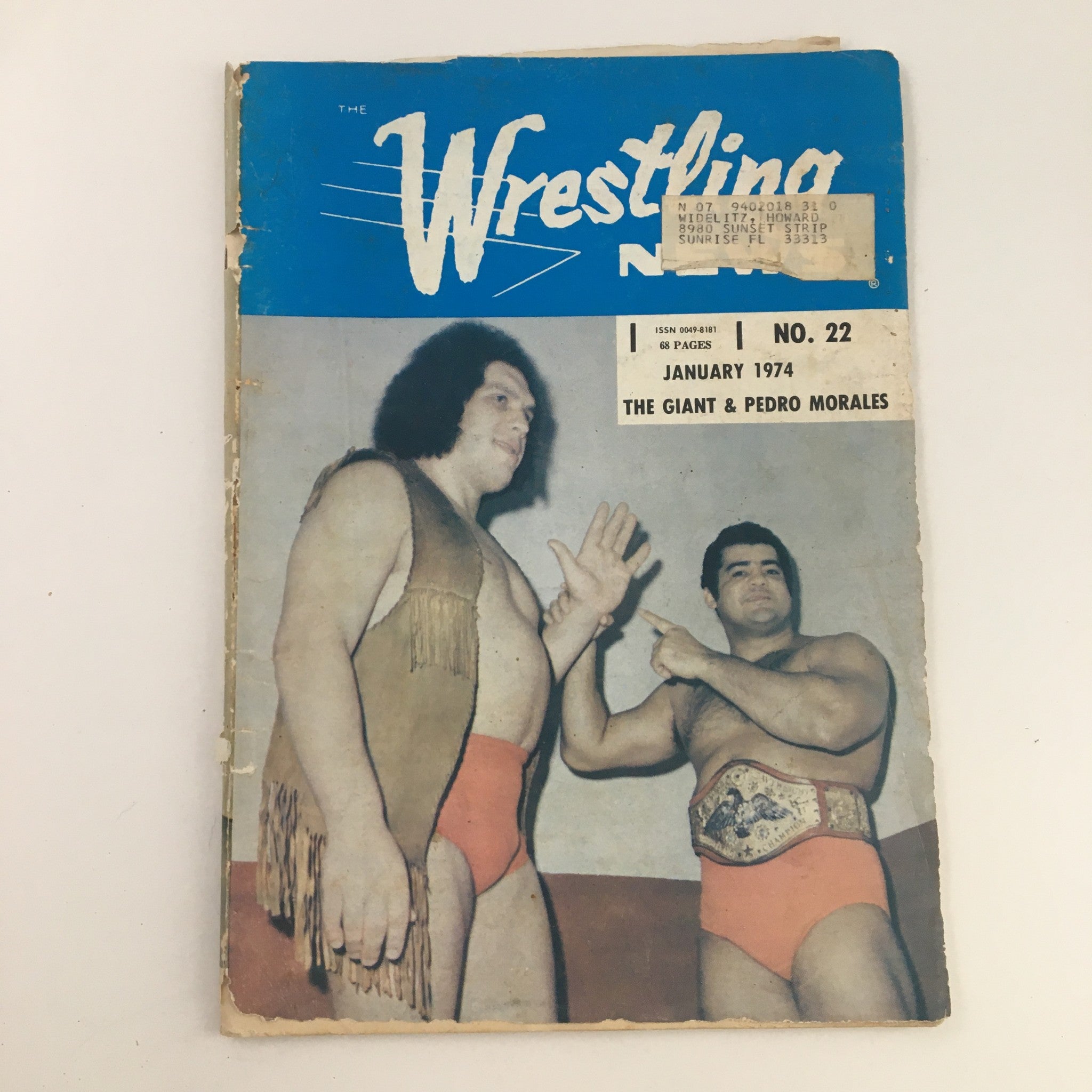 Wrestling News Magazine January 1974 Andre the Giant & Pedro Morales