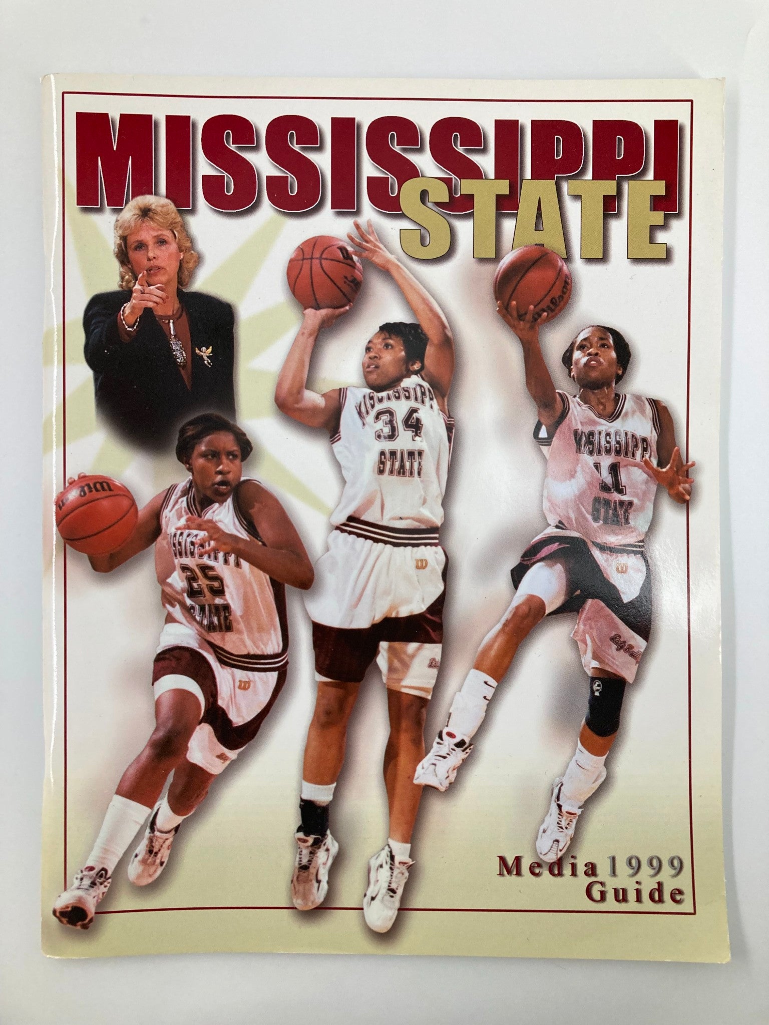 Cover of the 1999 College Mississippi State University Women's Basketball Media Guide featuring team players and coaching staff.