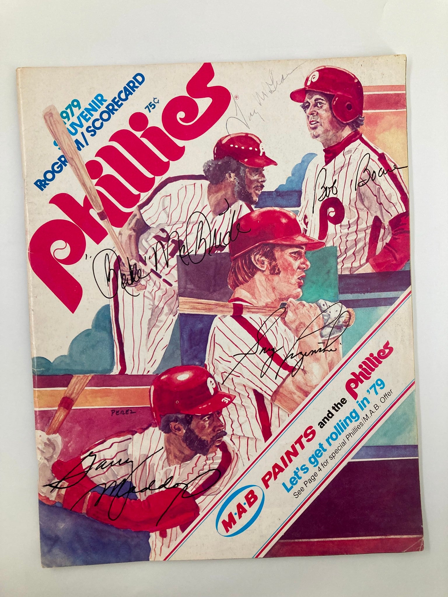 1979 MLB Philadelphia Phillies Souvenir Program / Scorecard Autographed