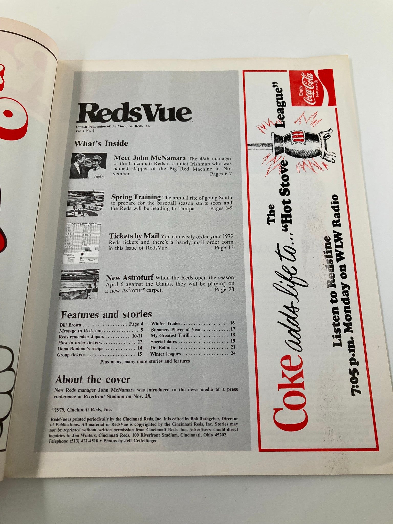 January 1979 Vol. 1 #2 MLB Cincinnati Reds RedsVue Official Program