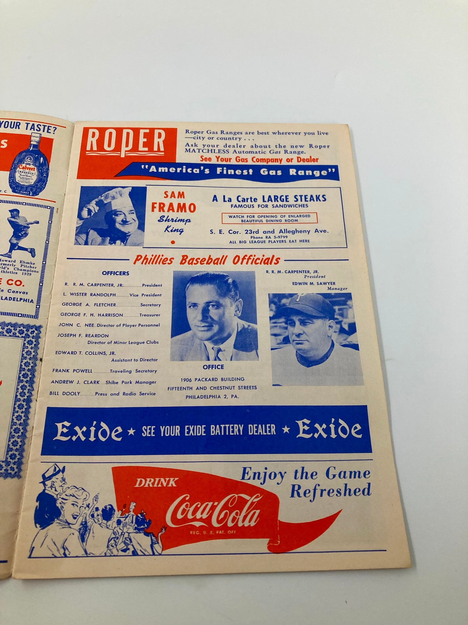 1952 MLB Philadelphia Phillies vs Atlanta Braves Official Score Card