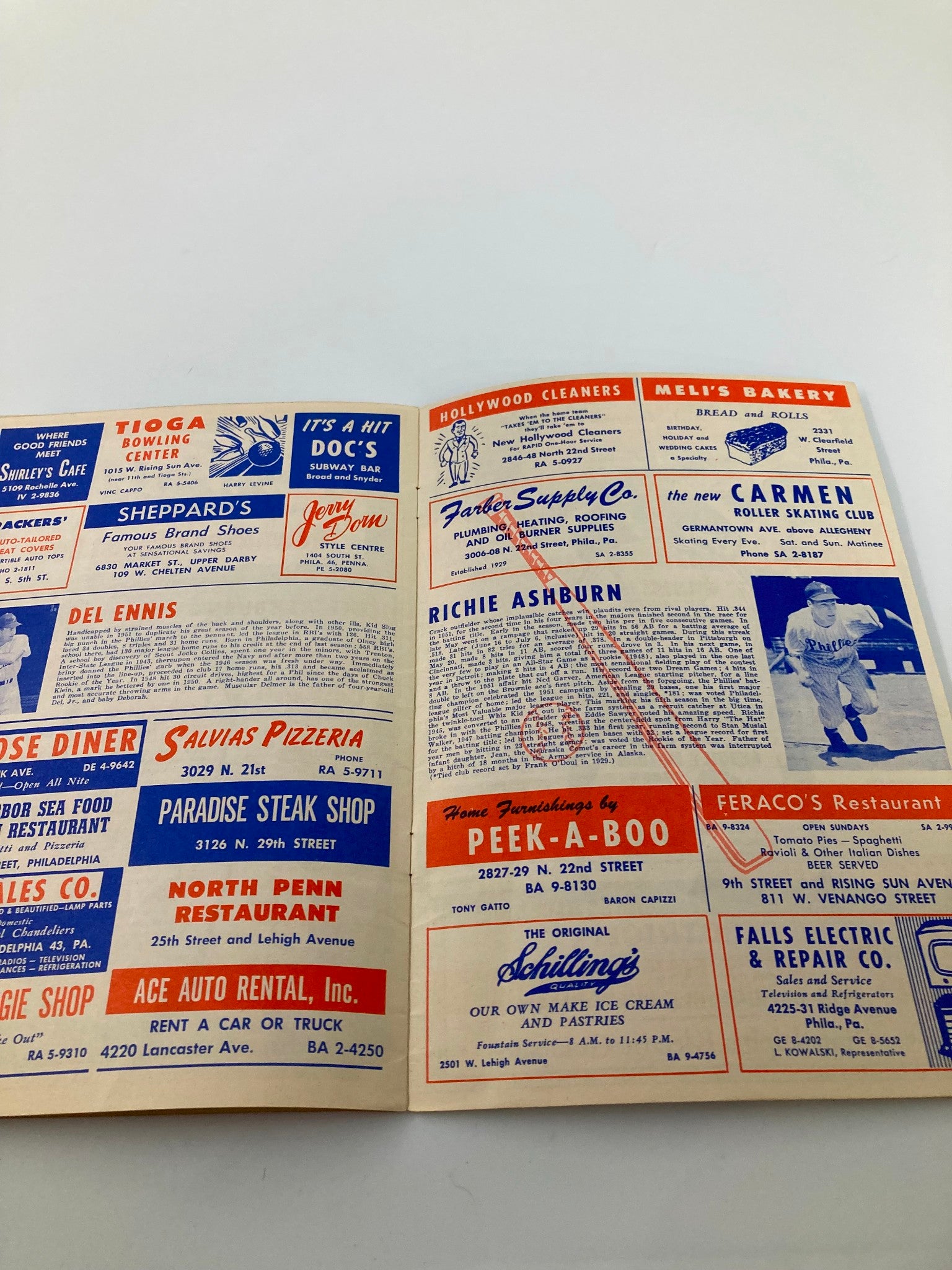 1952 MLB Philadelphia Phillies vs Atlanta Braves Official Score Card