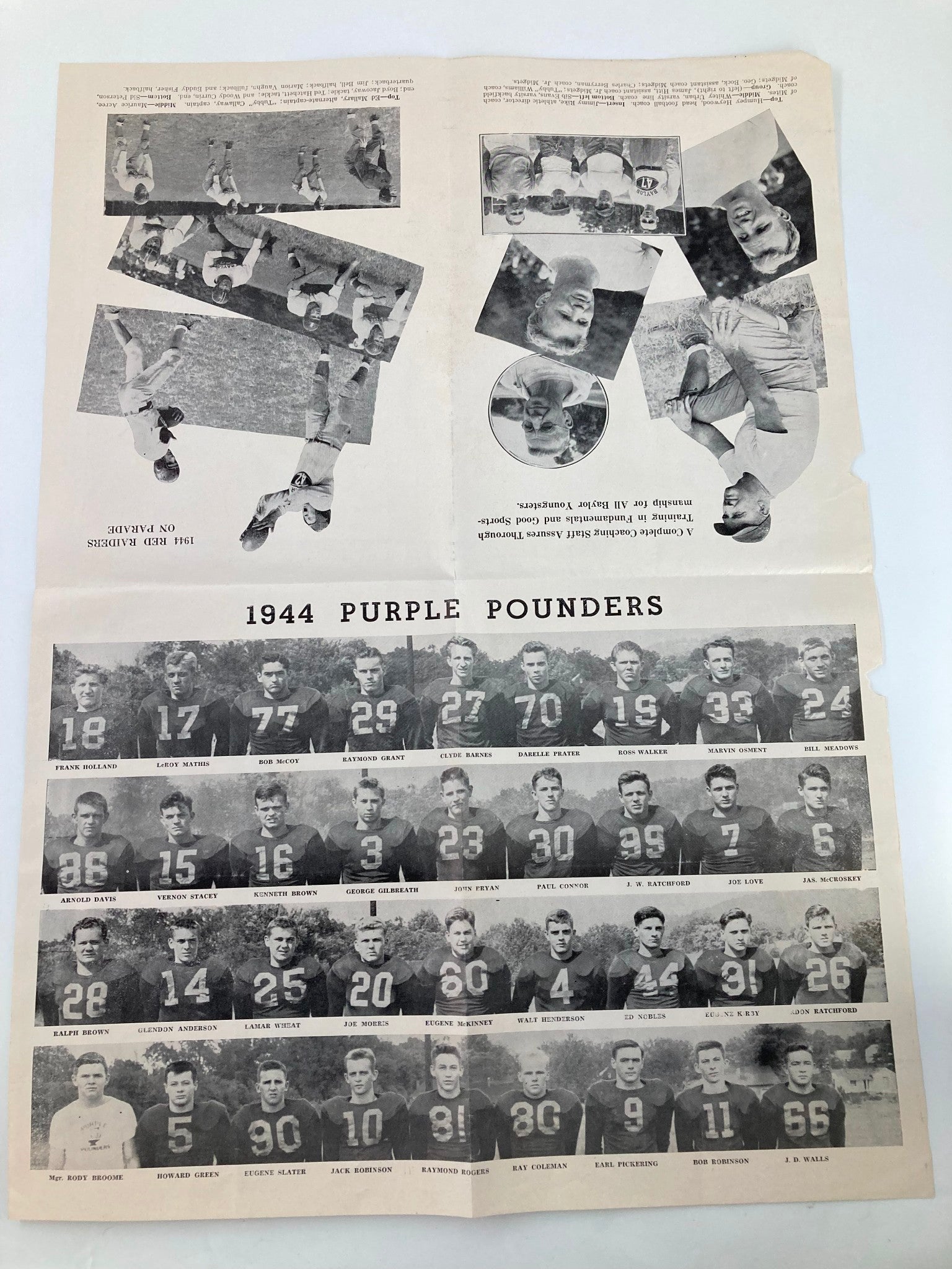 1944 NCAA Football Mary Hardin-Baylor vs North Central Official Program