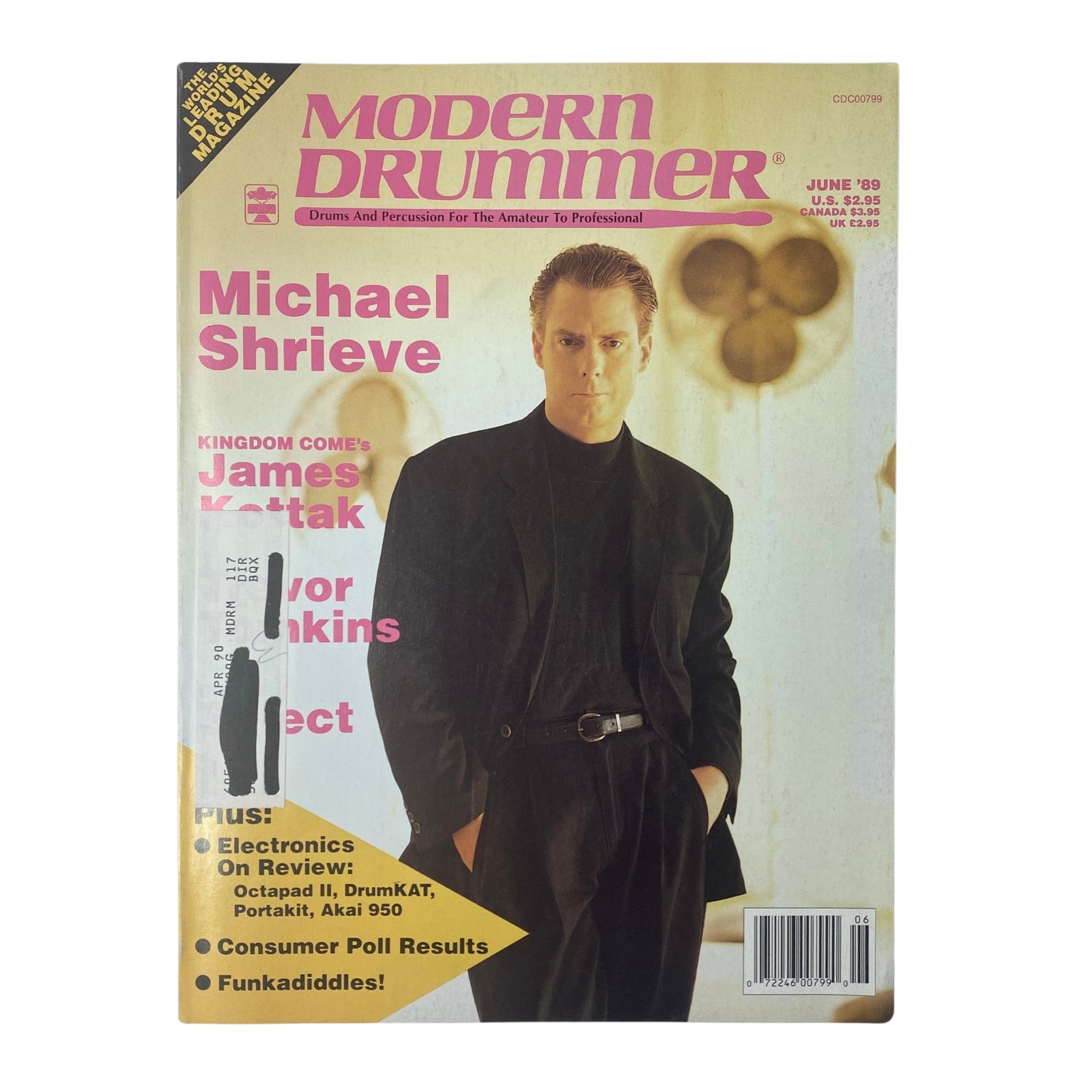Modern Drummer Magazine June 1989 featuring Michael Shrieve on the cover, showcasing highlights of his career and contributions to electronic drumming.