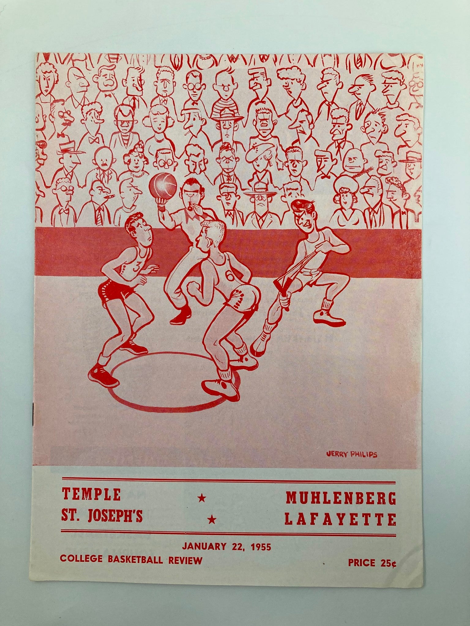 1955 College Basketball Preview Temple vs Muhlenberg Official Program