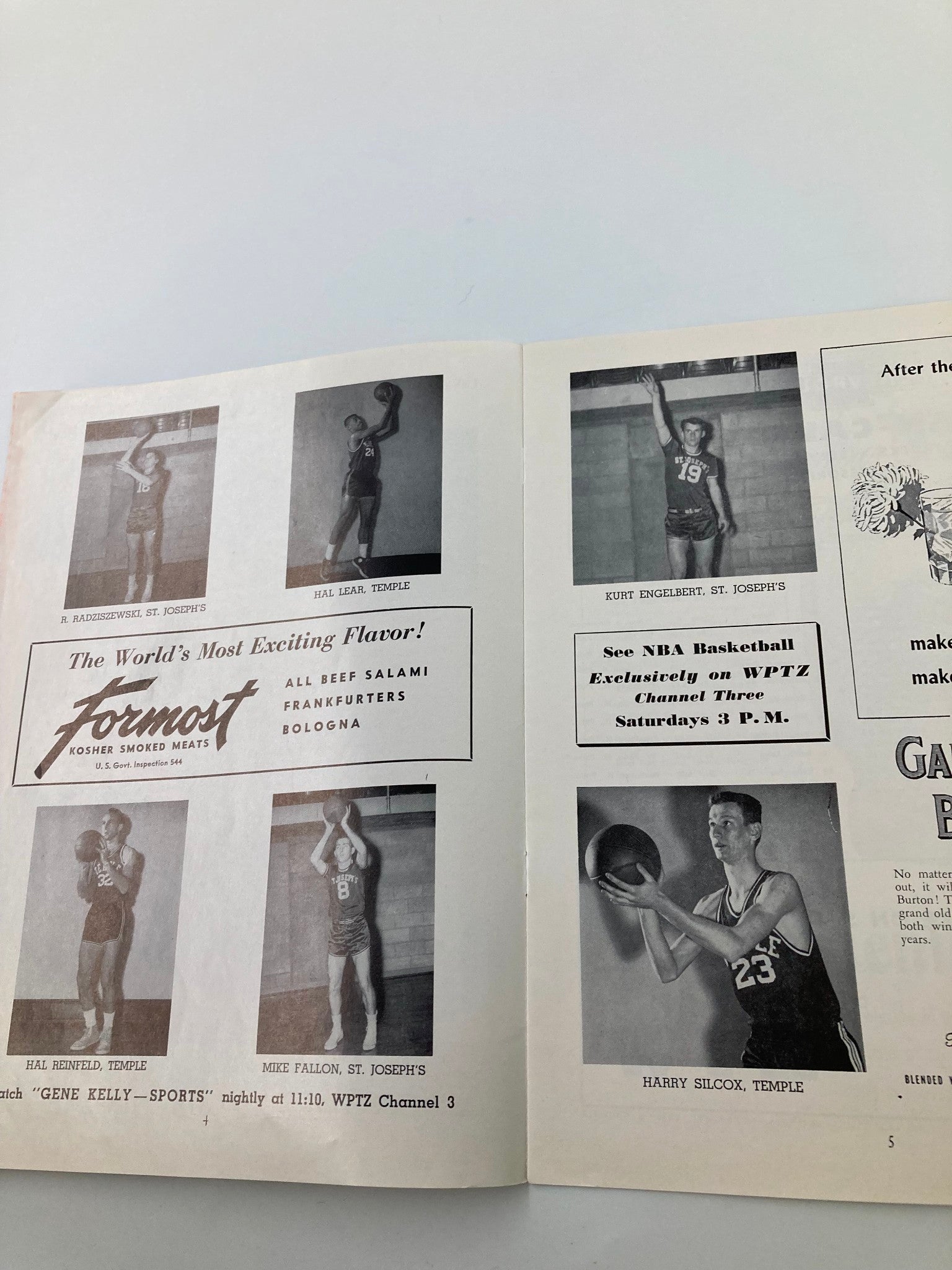 1955 College Basketball Preview Temple vs Muhlenberg Official Program