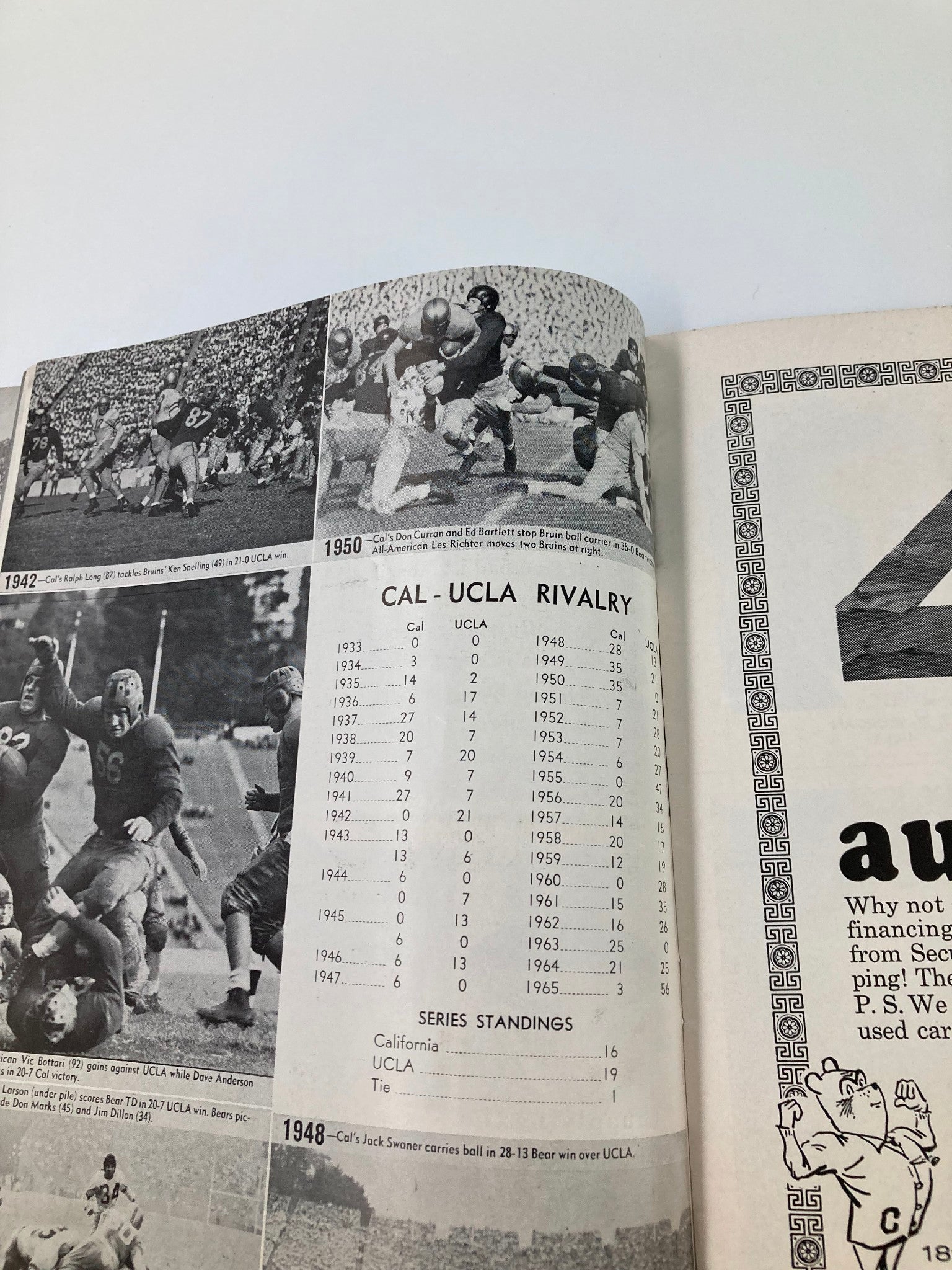 1966 NCAA Football California Golden Bears vs UCLA Bruins Official Program