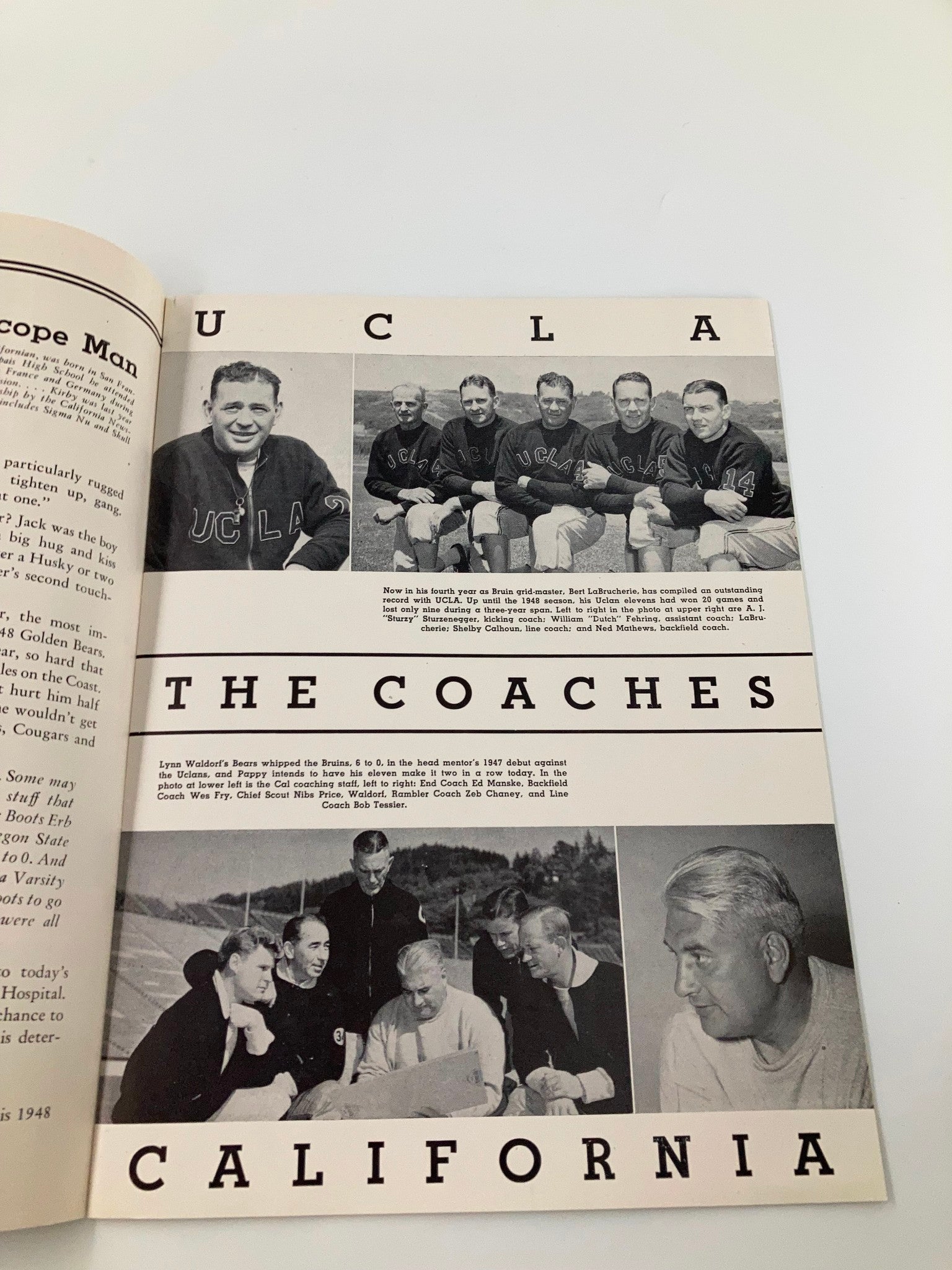1948 NCAA Football UCLA Bruins v California Golden Bears The California Gridiron image featuring coaches from UCLA and California.