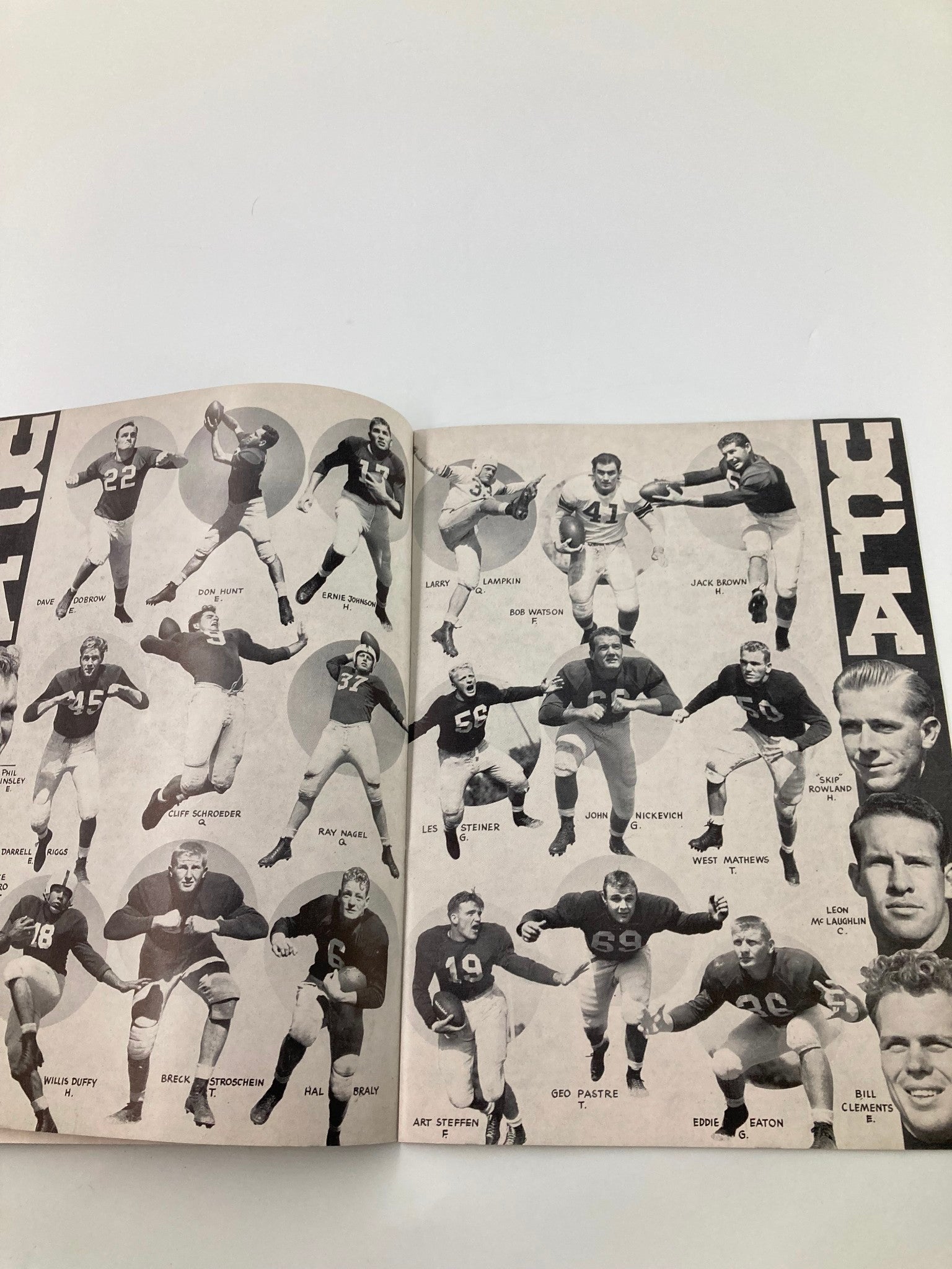 1948 NCAA Football UCLA Bruins v California Golden Bears The California Gridiron showcasing player portraits from the UCLA team.