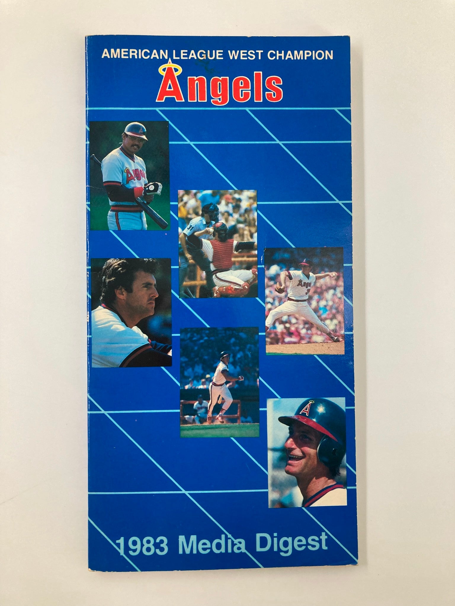 Cover of the 1983 MLB California Angels American League West Champion Media Digest featuring images of players and the team's logo.