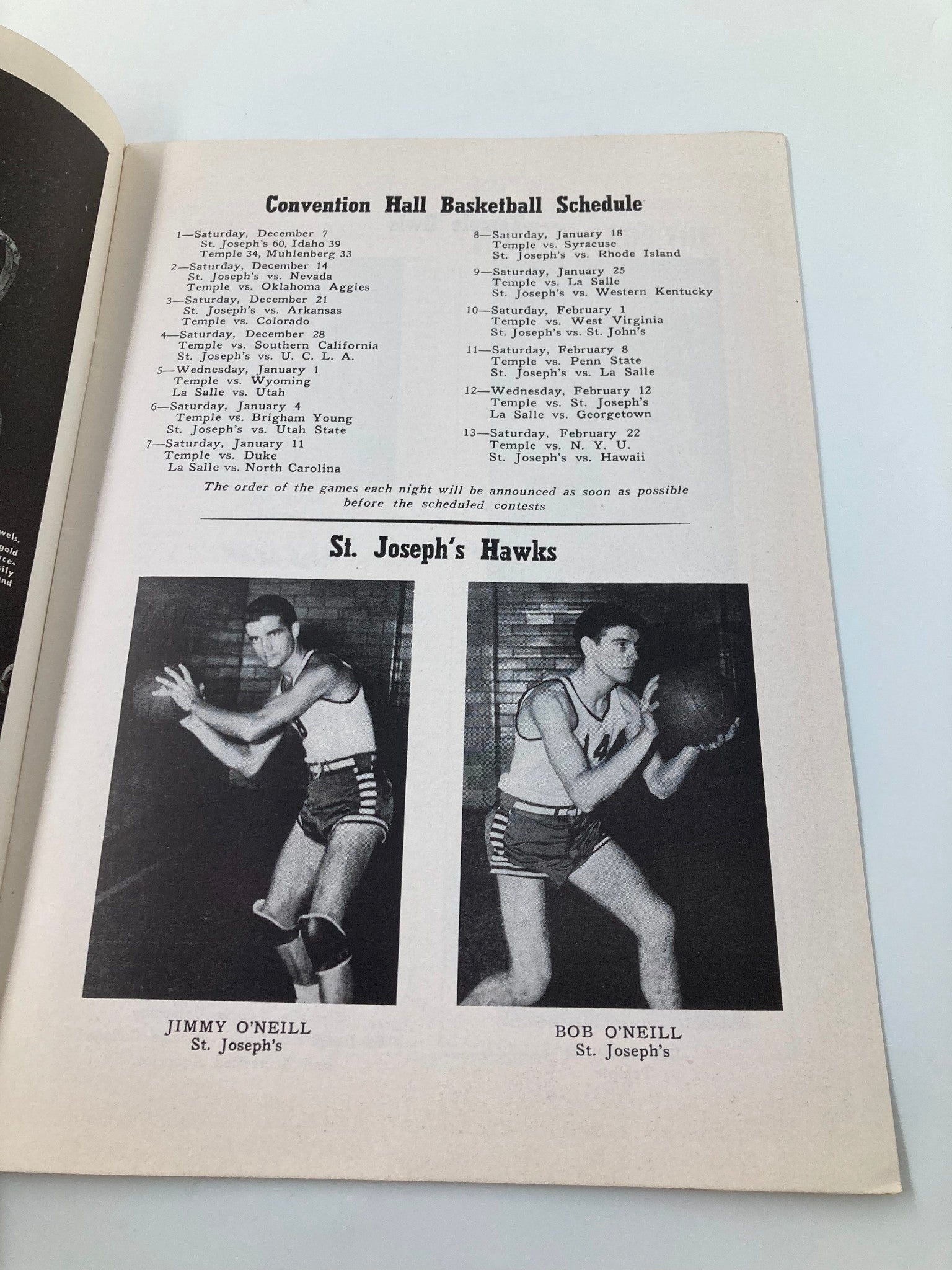 1946 NCAA Basketball St. Joseph's Hawks vs Nevada Wolf Pack Official Program