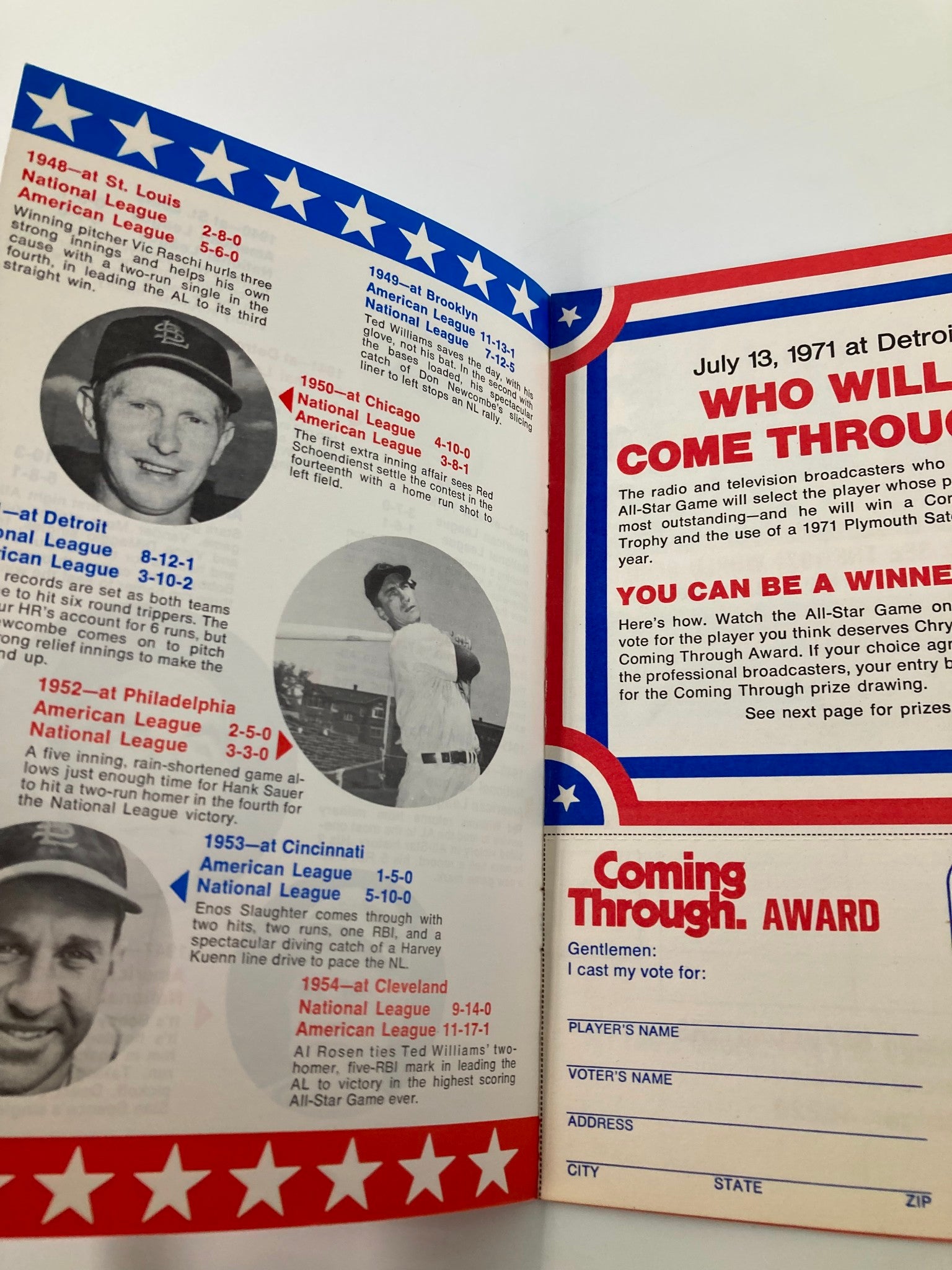 1933-1970 MLB Coming Through All-Star Games National League and American League