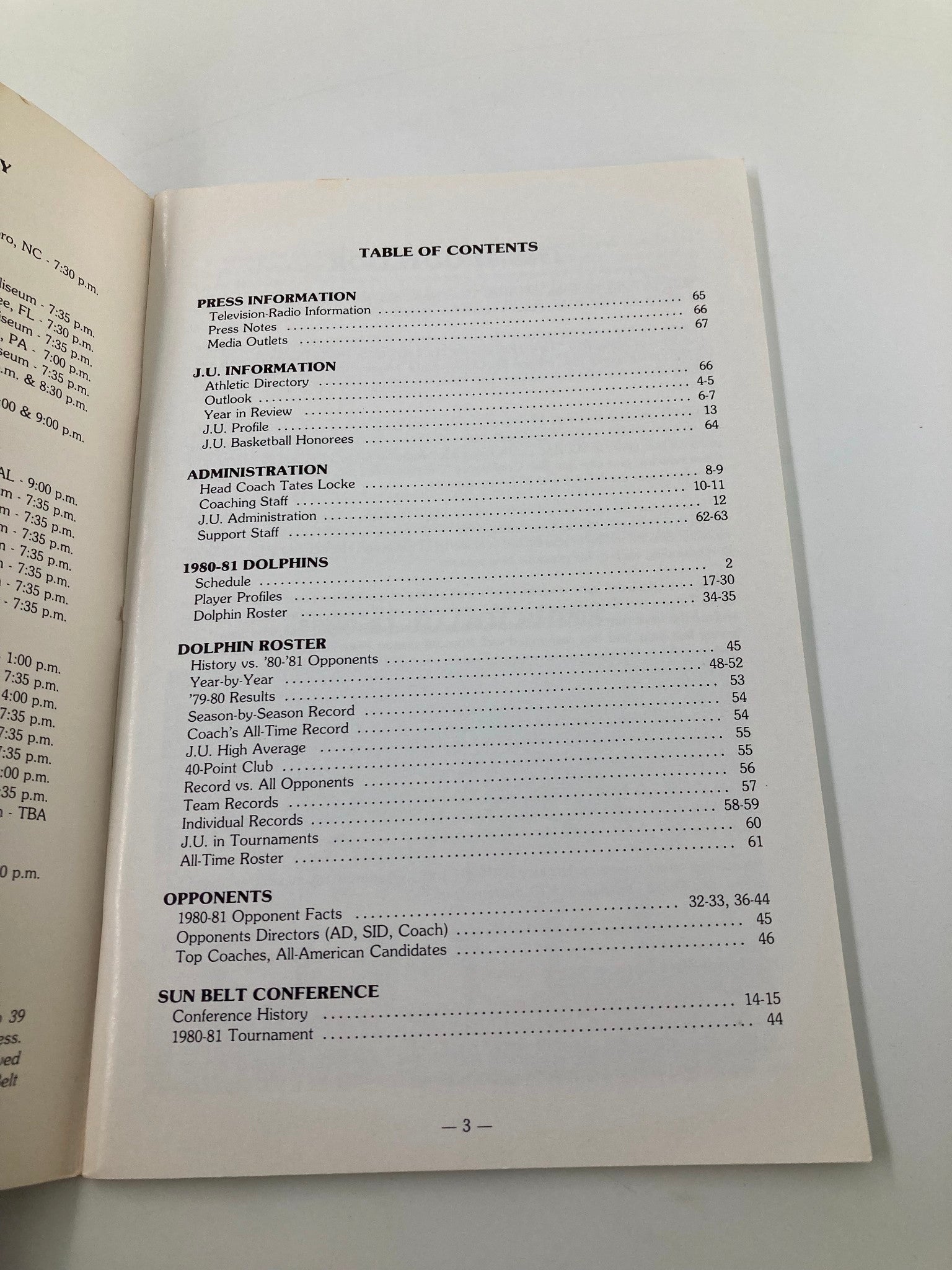 1980-1981 Jacksonville University Dolphins Basketball Press Guide