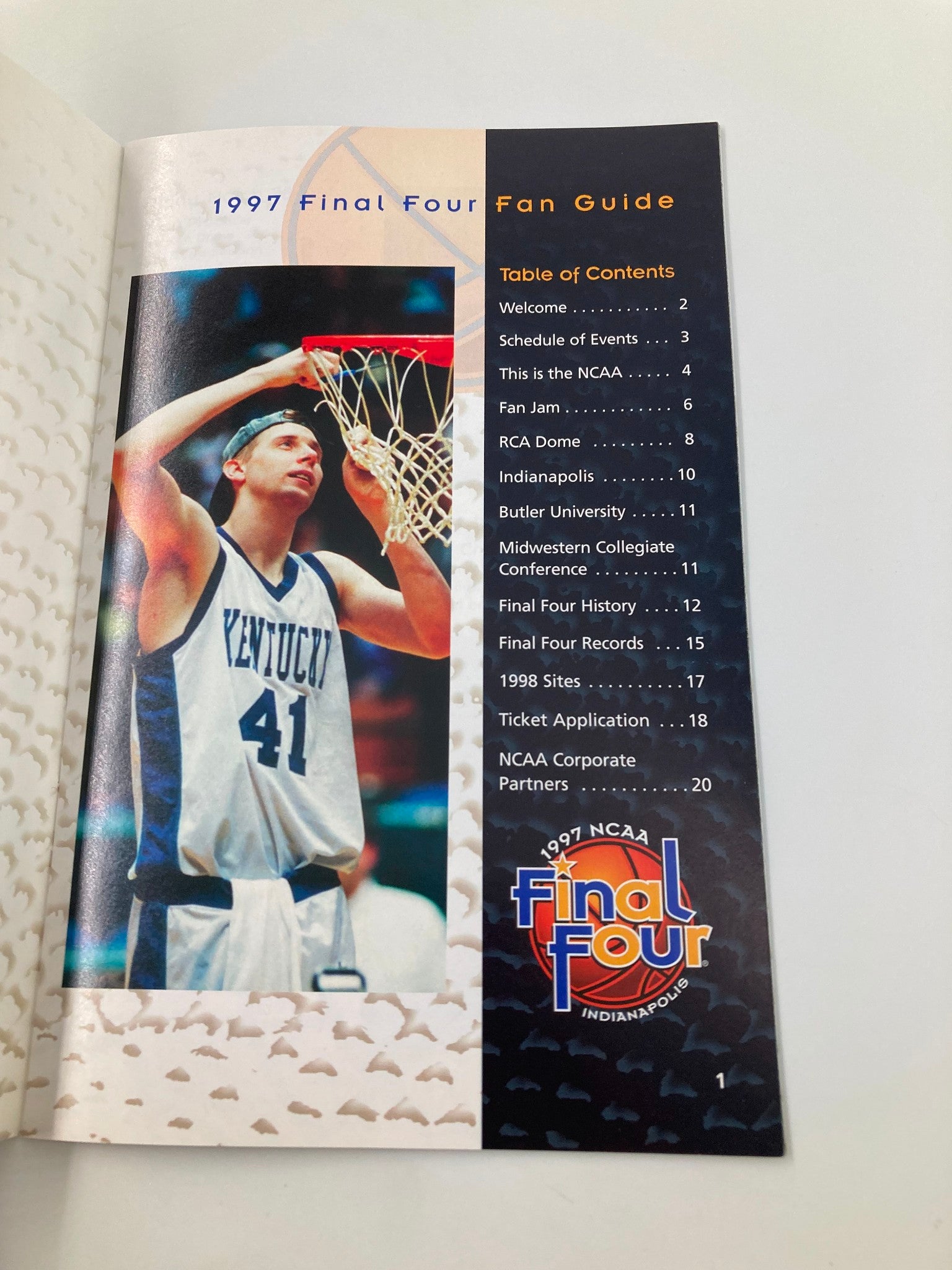 1997 NCAA Final Four Fan Guide Indianapolis Kentucky Wildcats