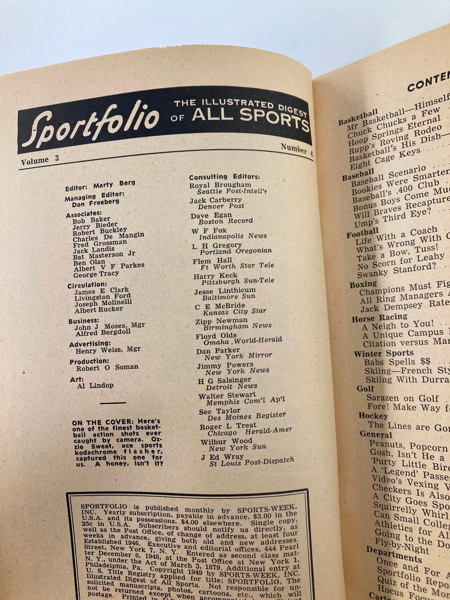 Sportsfolio Magazine February 1949 Mr. Basketball Himself Life with a Coach