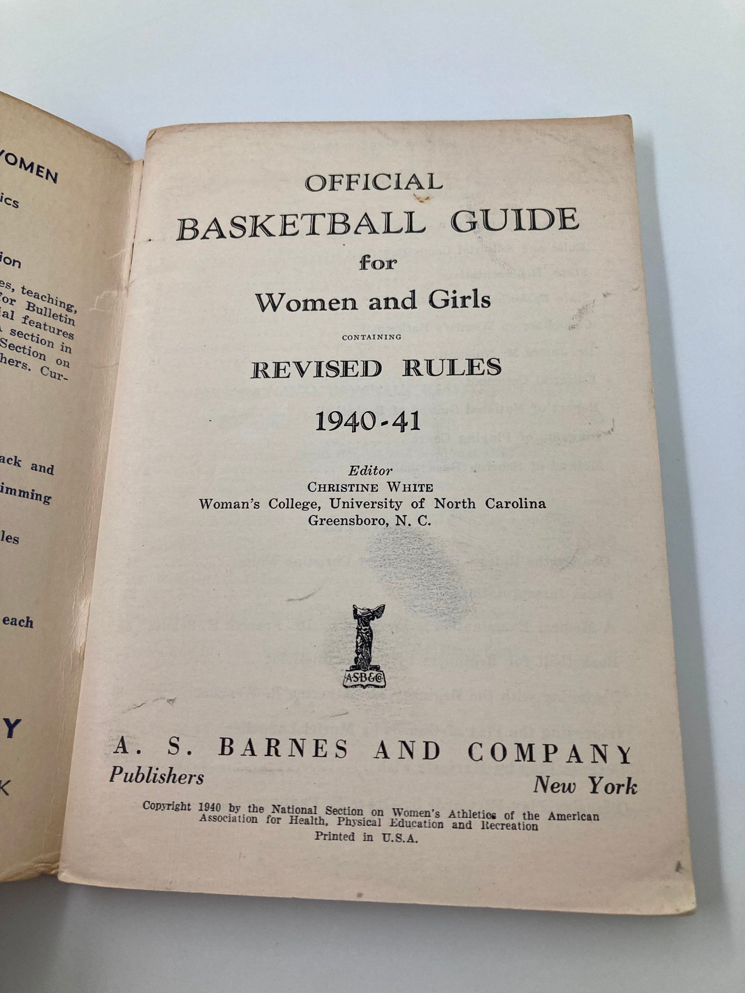 1940-1941 Official Basketball Guide for Women and Girls with Official Rulebook