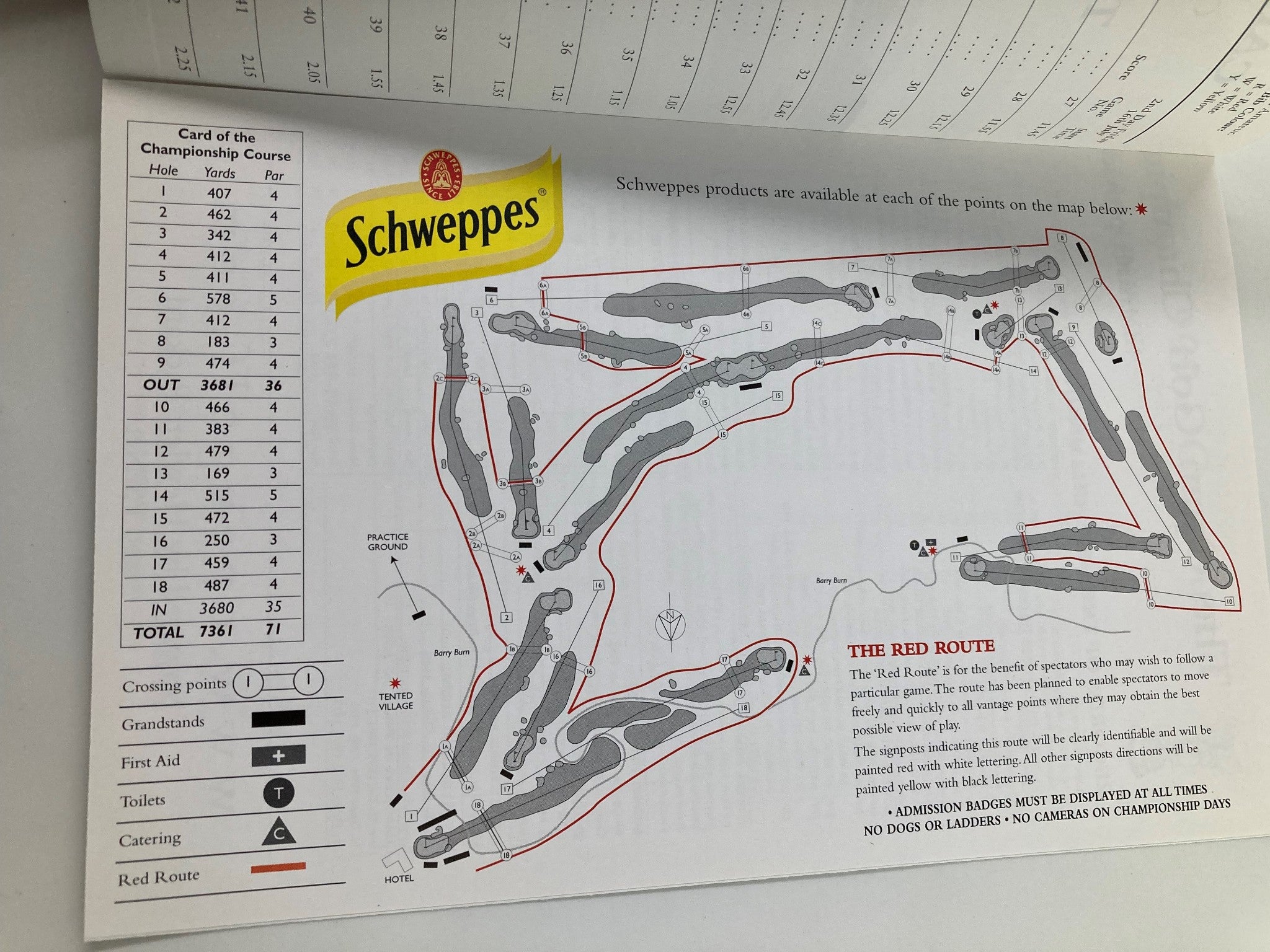 July 15 1999 Carnoustie Order of the Play The Open Championship Golf VG