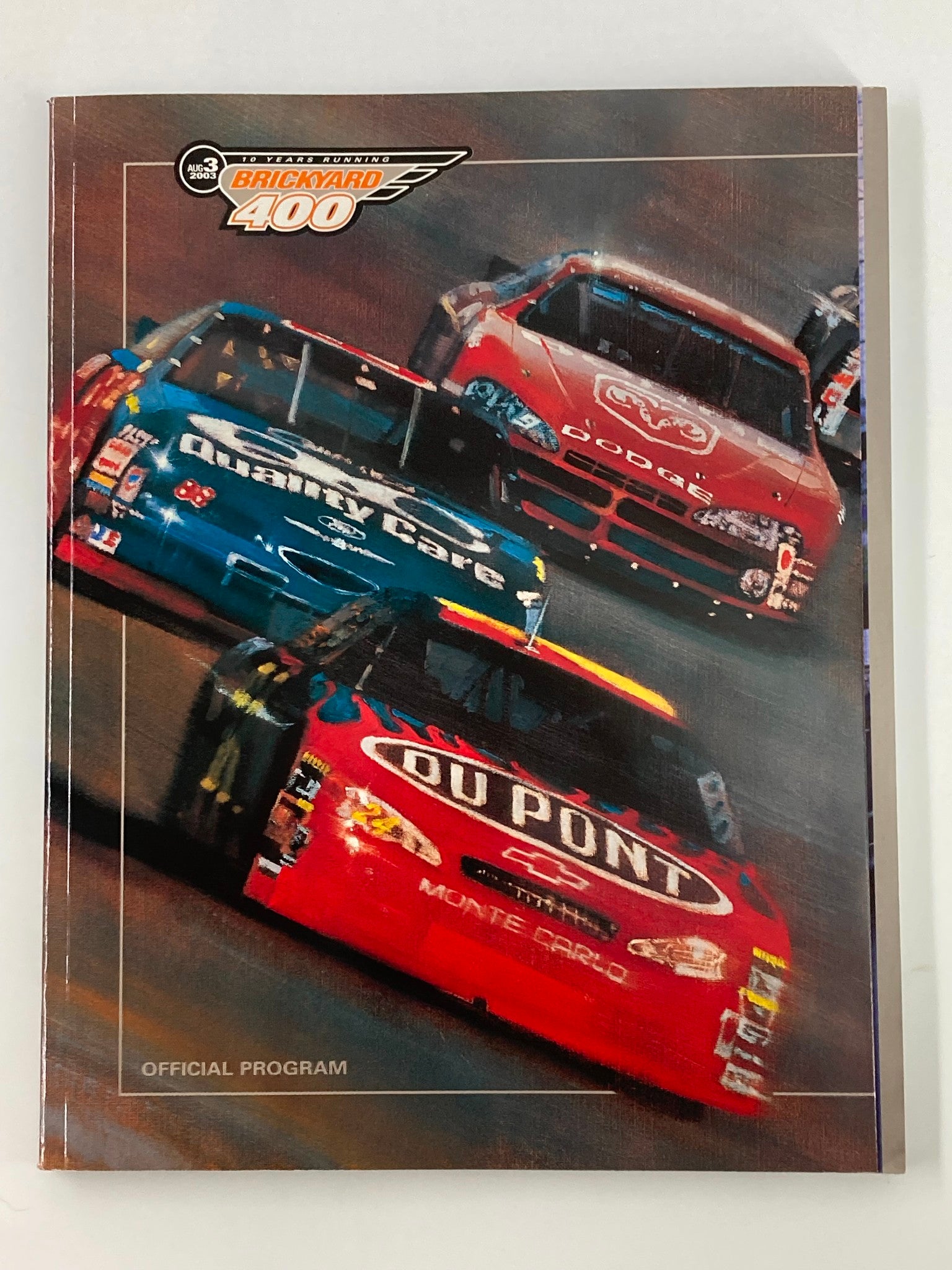 August 3 2003 NASCAR 10 Years Running Brickyard 400 Official Program VG