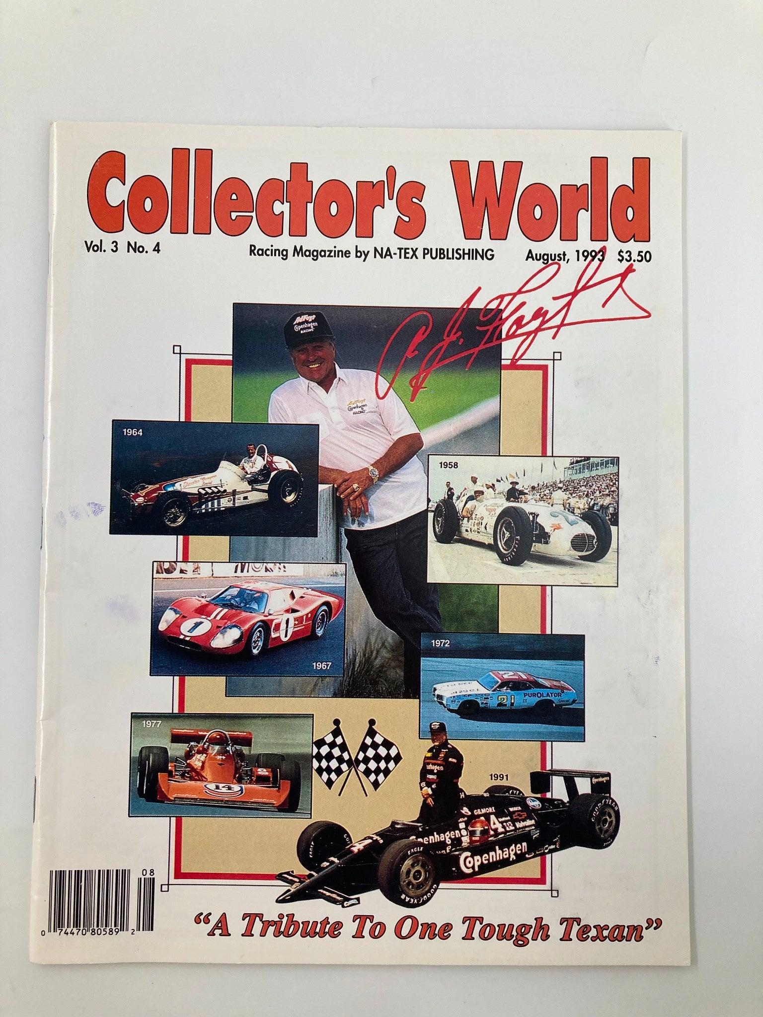 Collector's World Racing Magazine August 1993 Vol 3 #4 AJ Foyt Tribute No Label