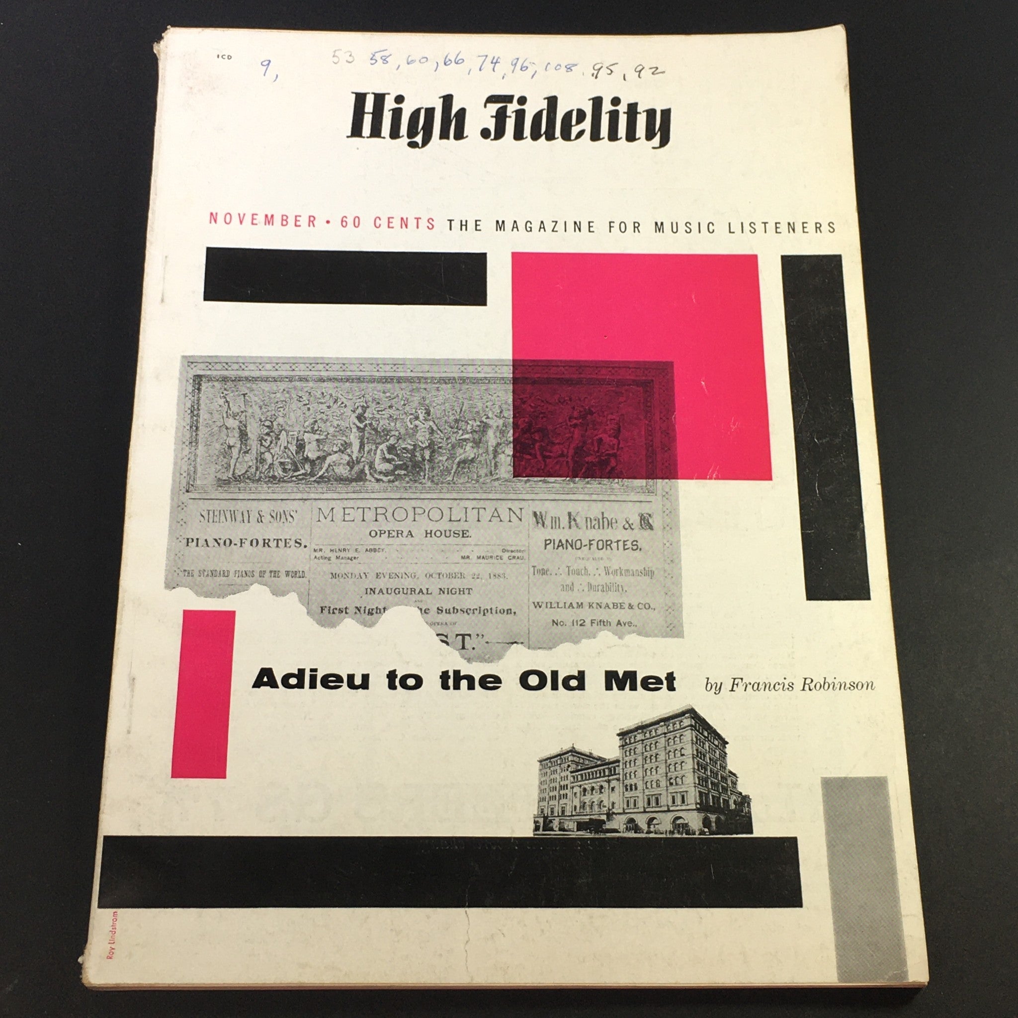 VTG High Fidelity Music Magazine November 1958 - Adieu to the Old Met / No Label