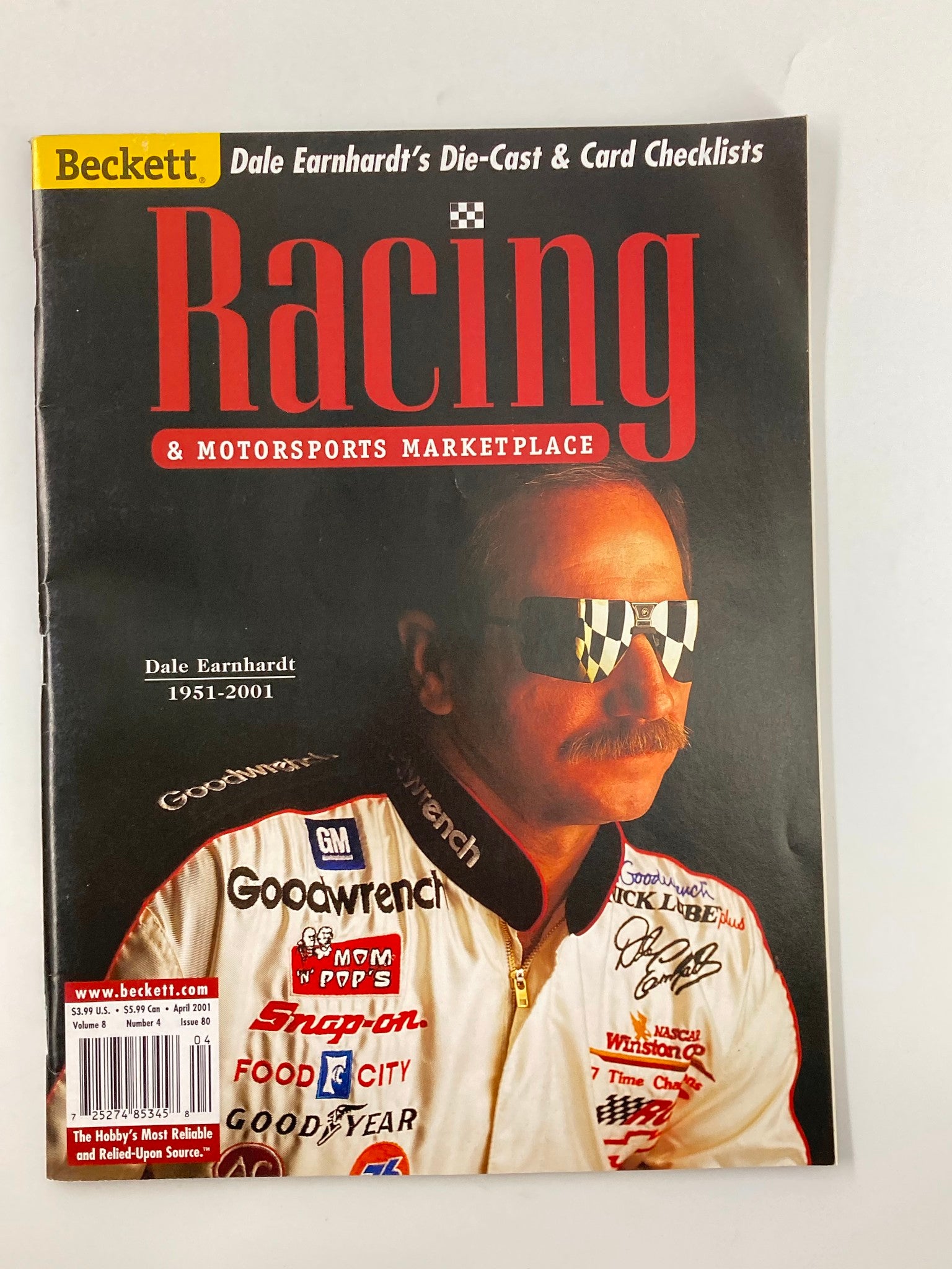 Beckett Racing & Motorsports Marketplace April 2001 Dale Earnhardt No Label VG