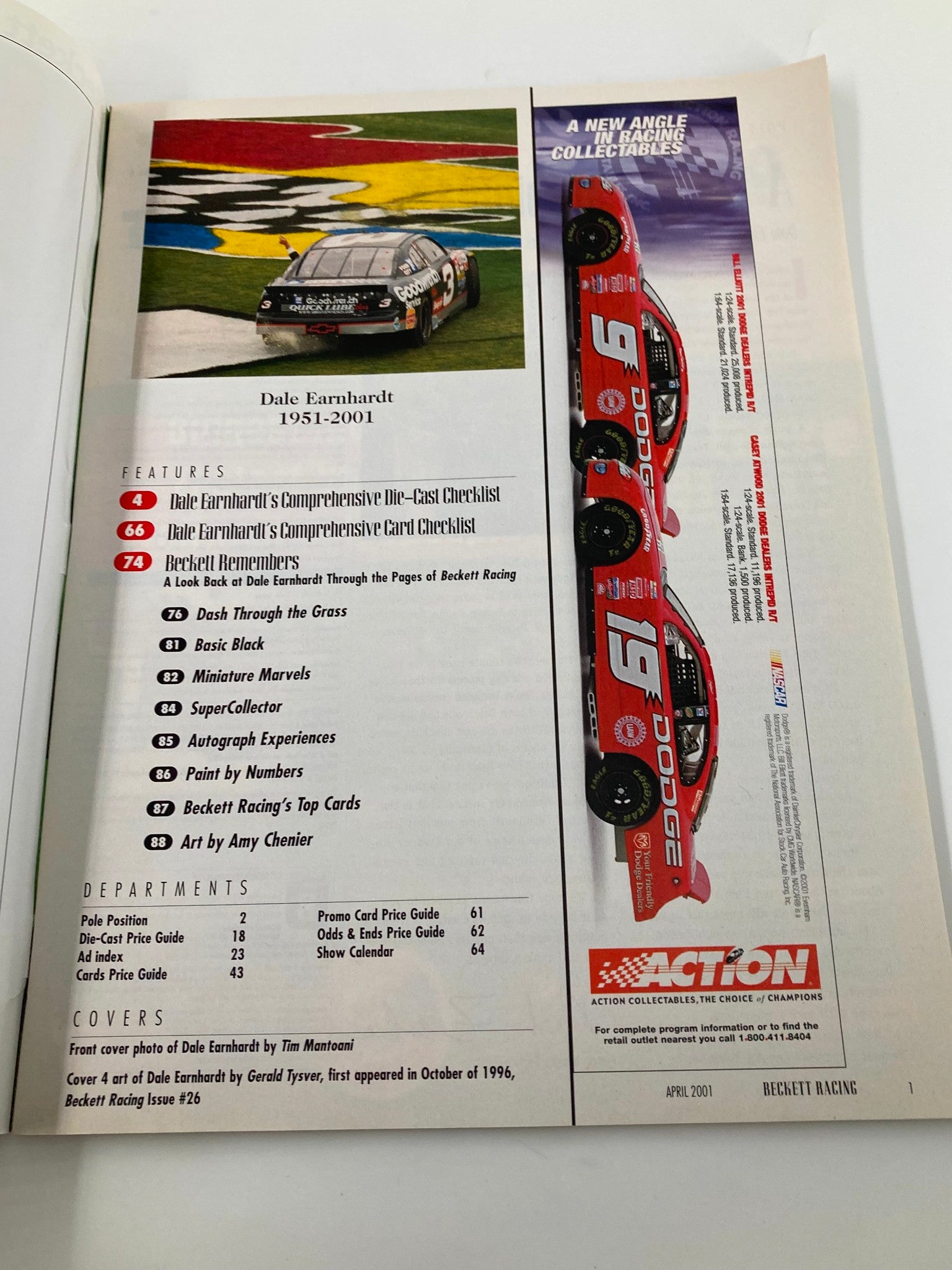 Beckett Racing & Motorsports Marketplace April 2001 Dale Earnhardt No Label VG