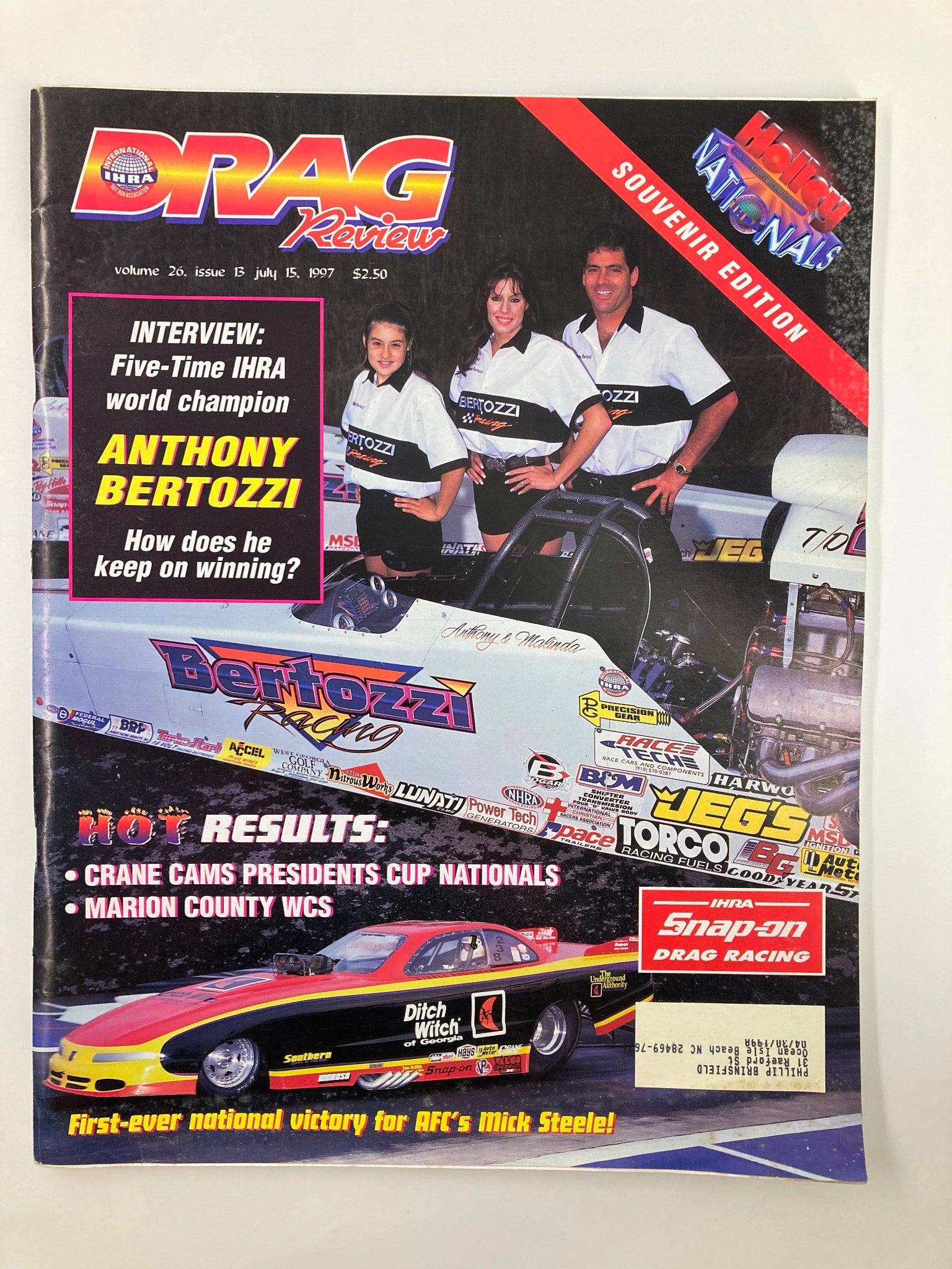 IHRA Drag Review Magazine July 15 1997 World Champion  Anthony Bertozzi